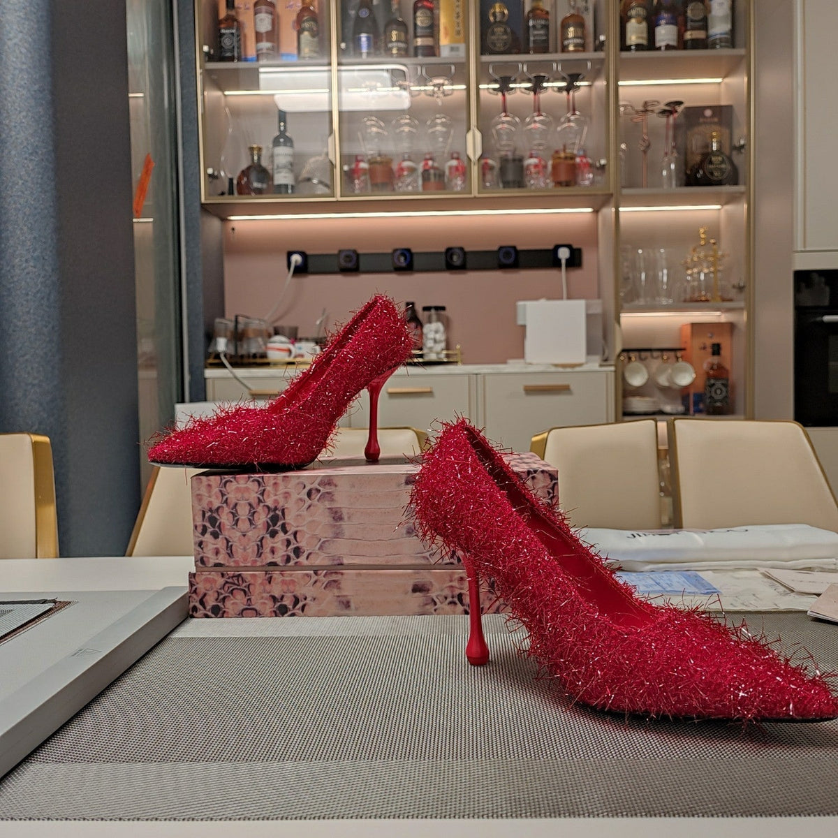 Jimmy 25 Ixia 100 Pump Ruby Red Tinsel 240024