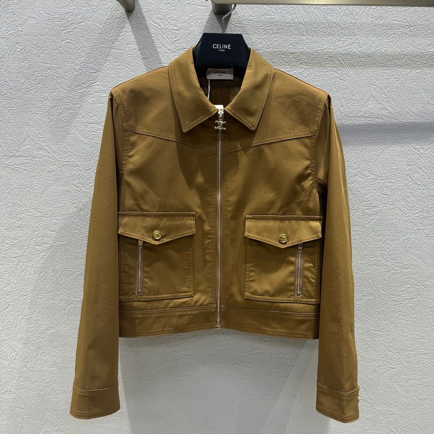 Celine 25 Jacket Tan Cotton