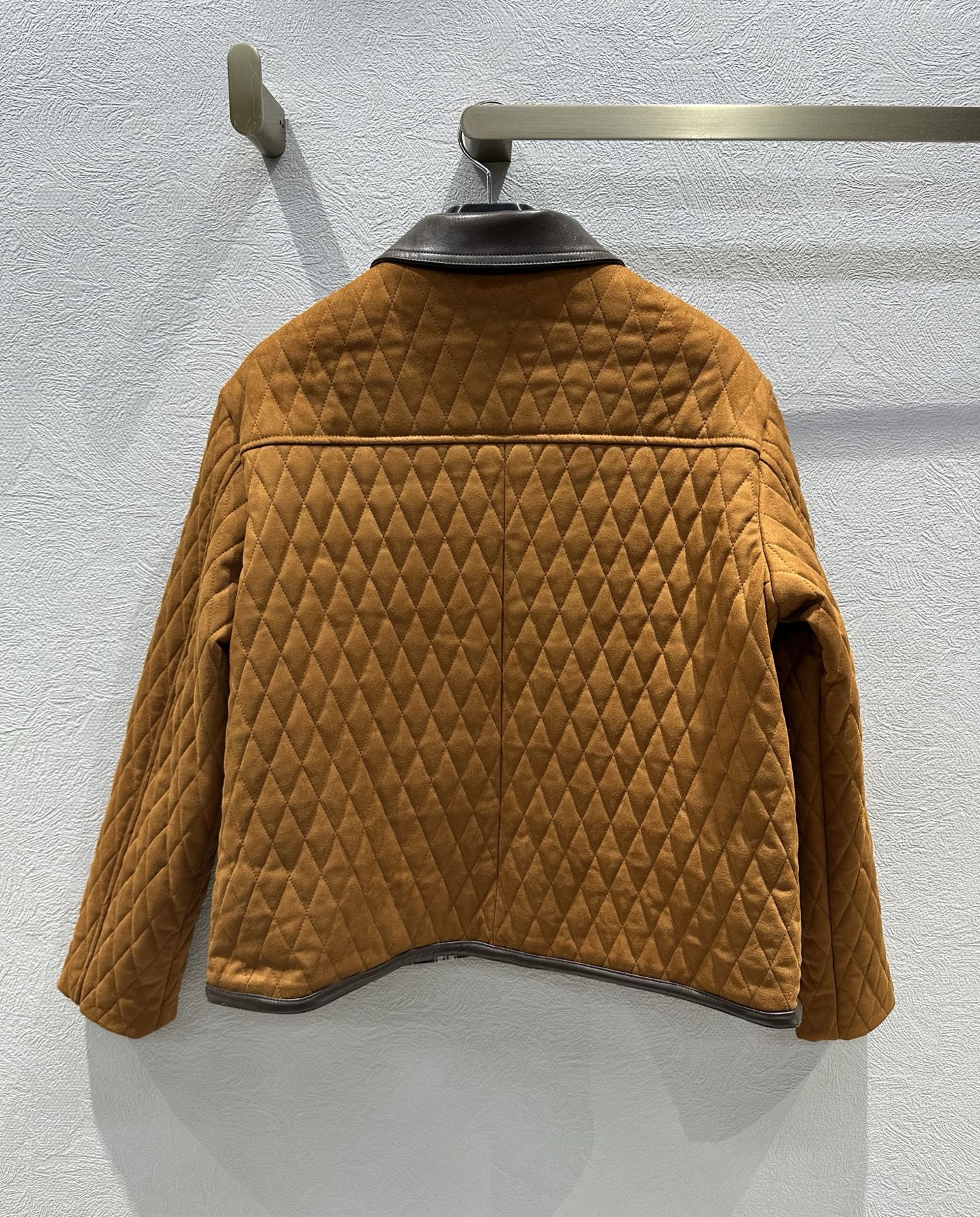 Celine 25 Quilted Jacket Brown Suede Leather