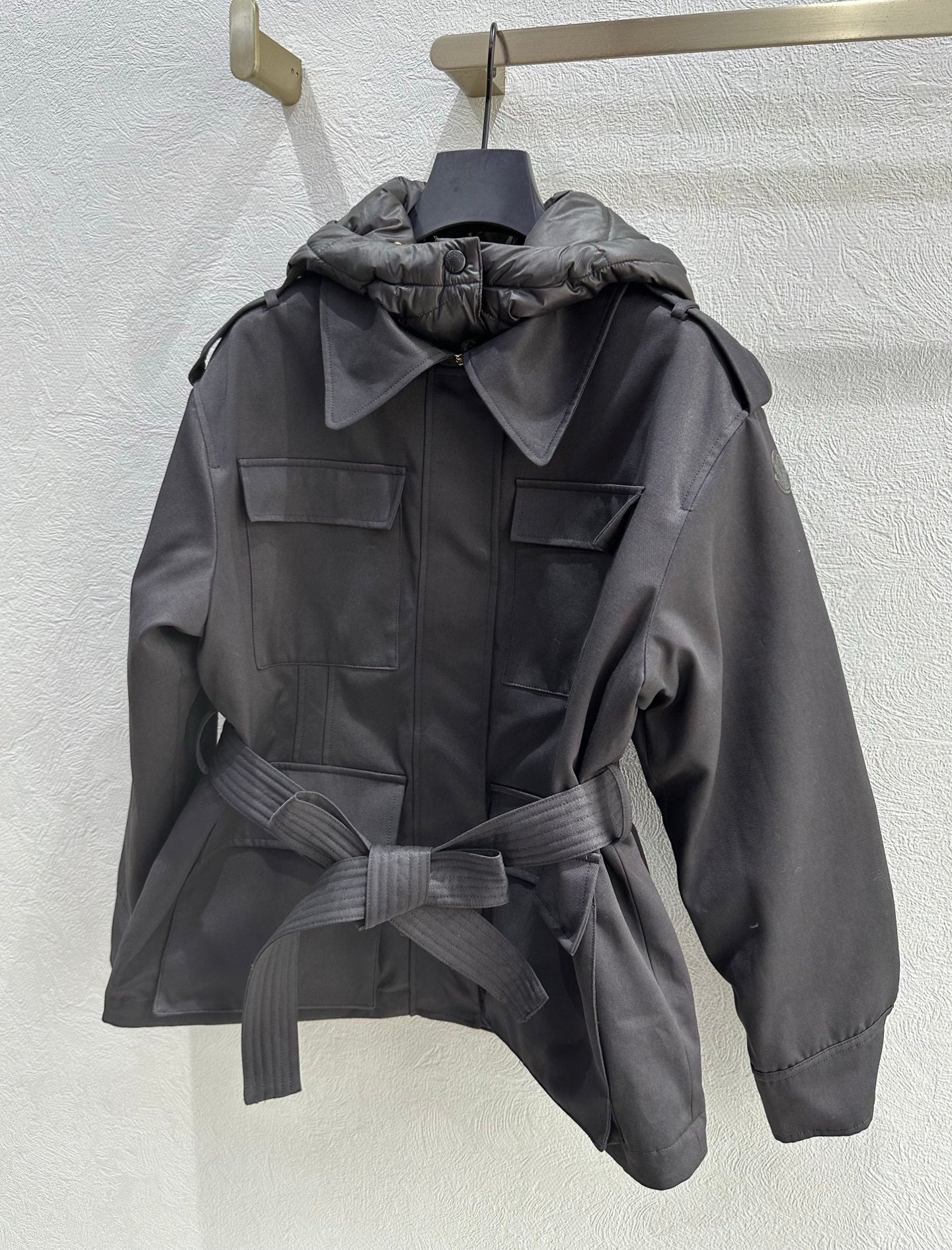 MC 2025 Essalois Hooded Down Field Jacket Black Viscose Polyester