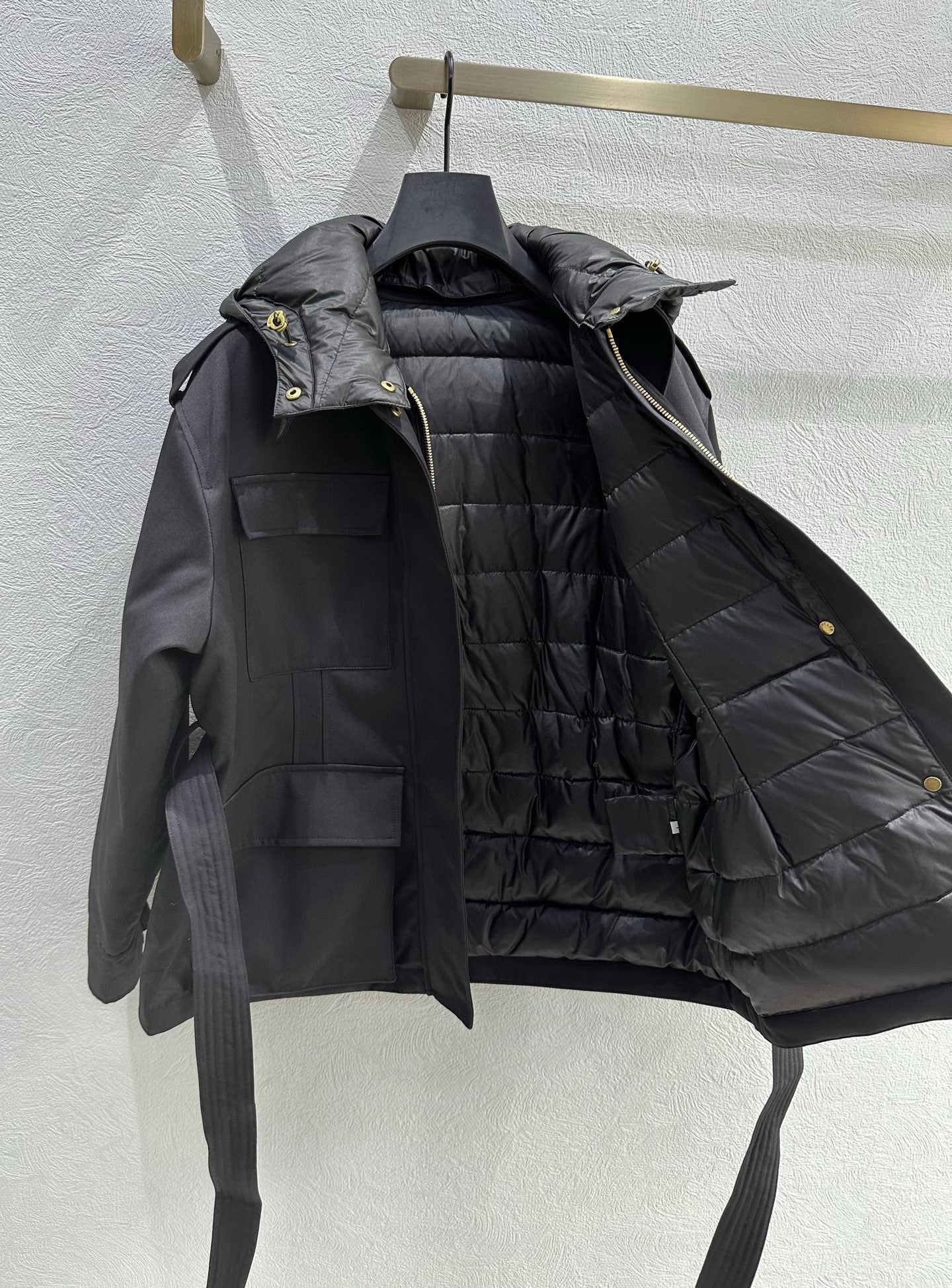 MC 2025 Essalois Hooded Down Field Jacket Black Viscose Polyester