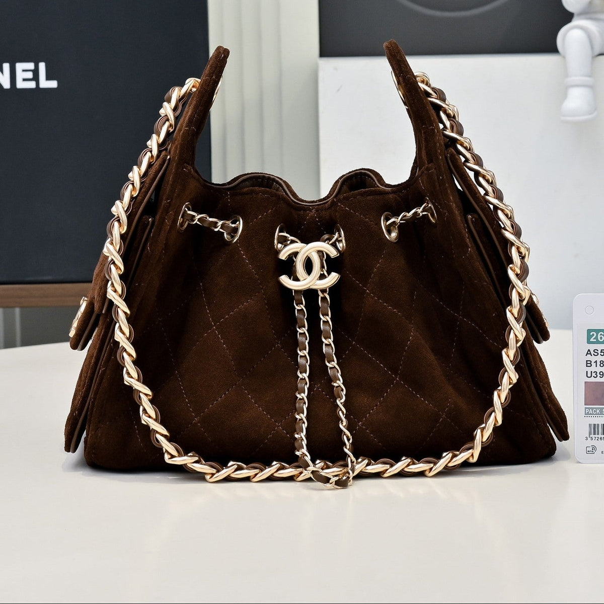 Chanel 2026 Hobo Bag 22cm Brown Suede 140689