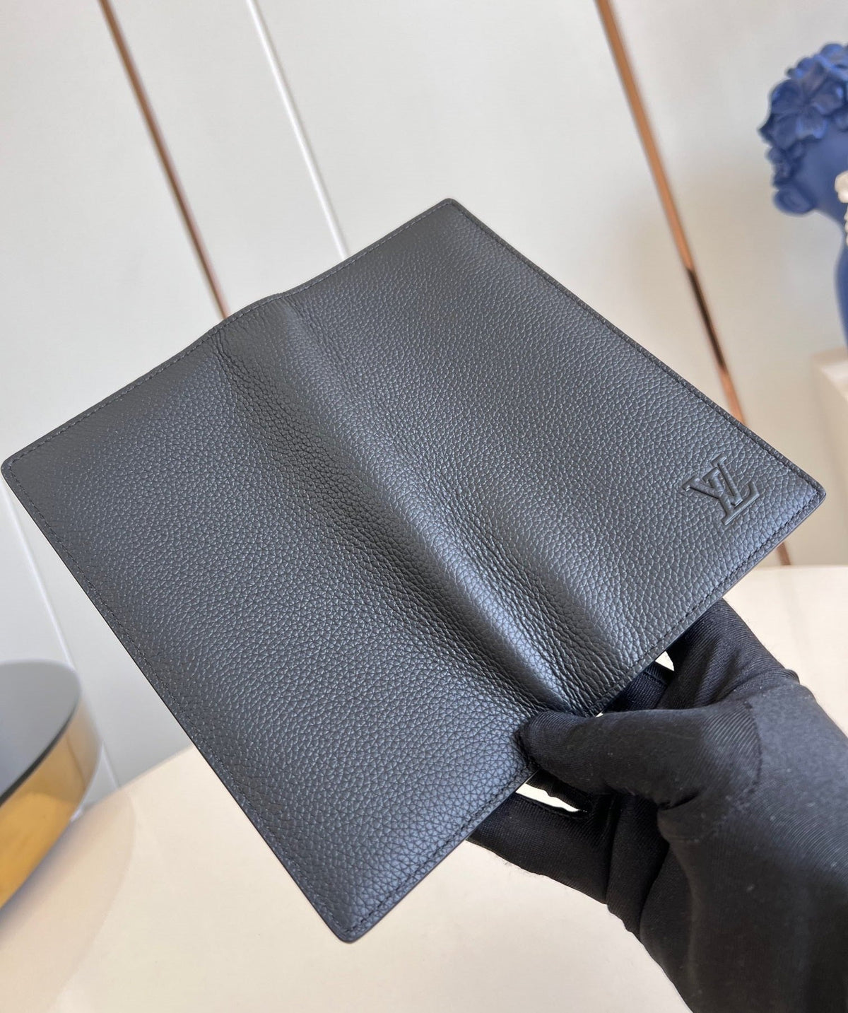 BRAZZA WALLET 19CM BLACK CALFSKIN