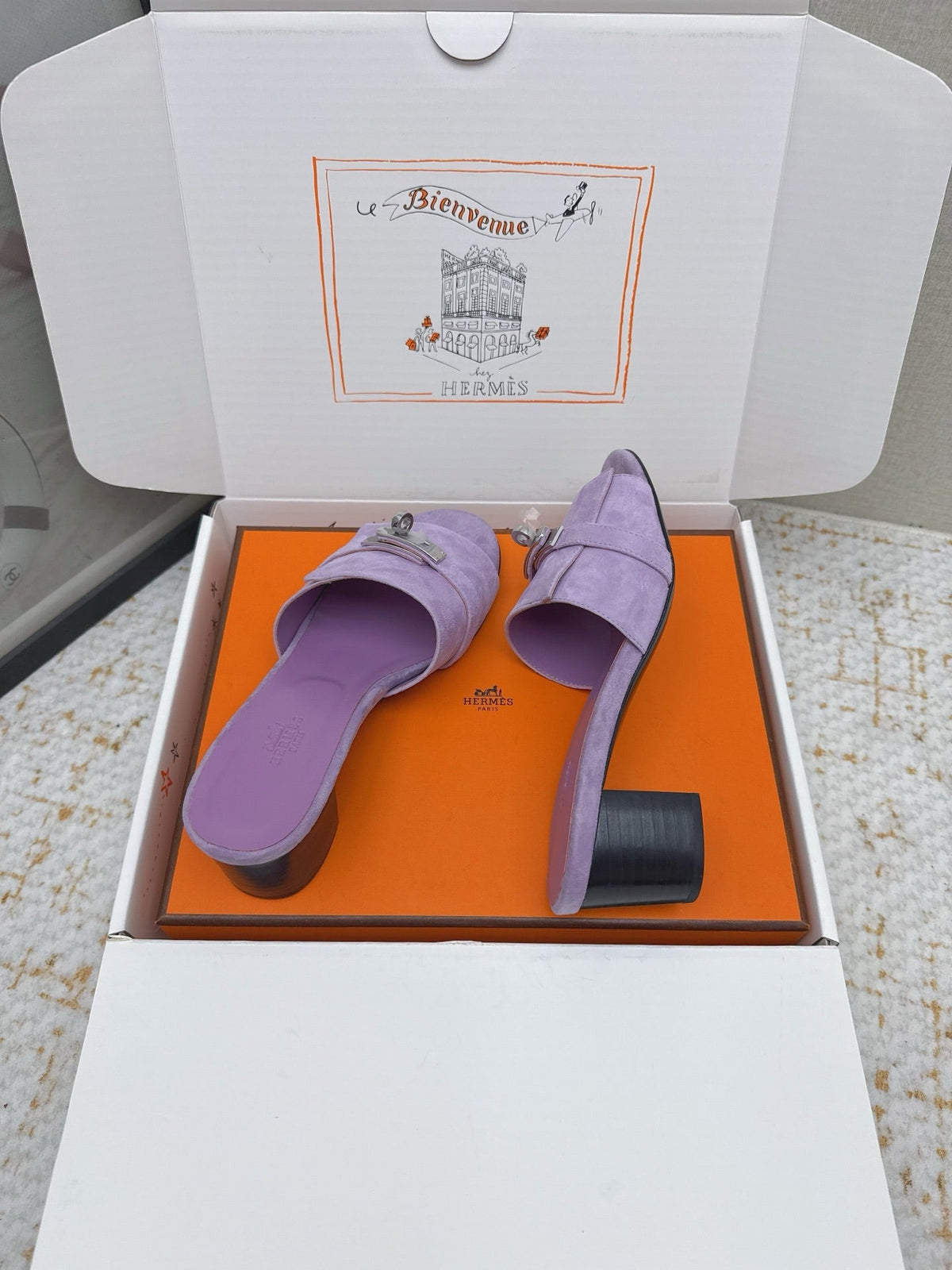 HM 26ss Oasis Sandals 50 Purple Suede Cowhide 625181