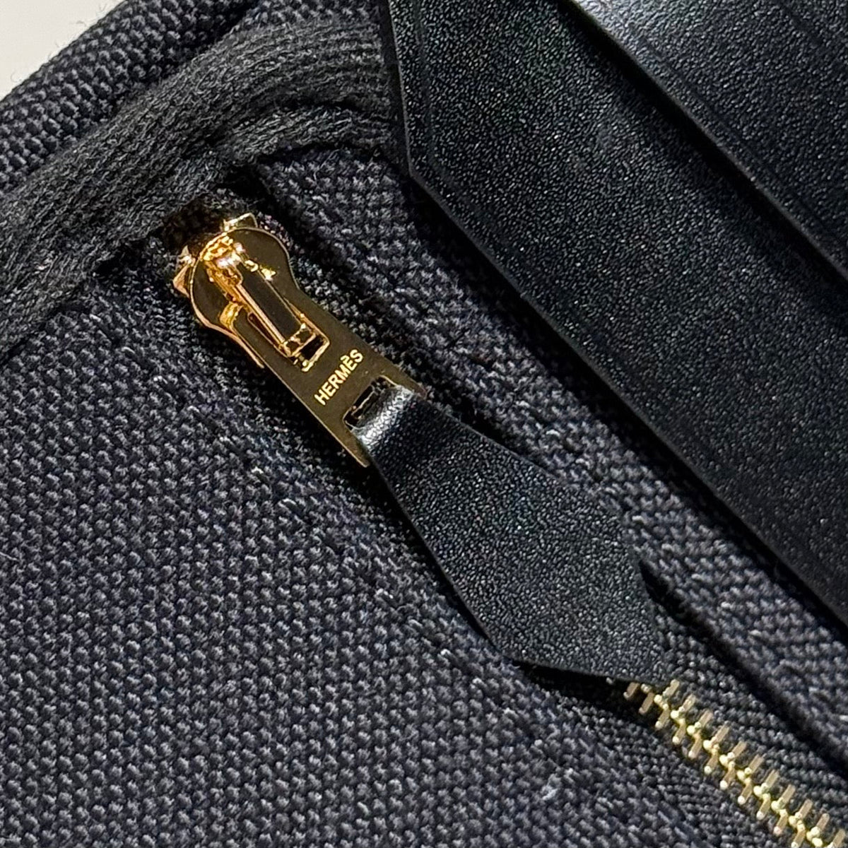 HM Mini Herbag Gold Buckle 20 Black Canvas and Hunter Cowhide 243310