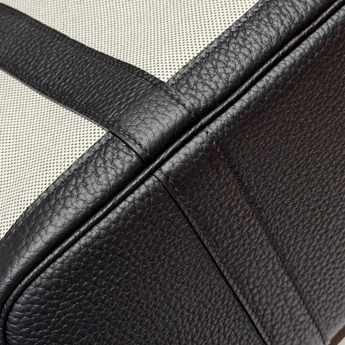 HM Garden Party 30cm Bag Black Togo Grey Canvas