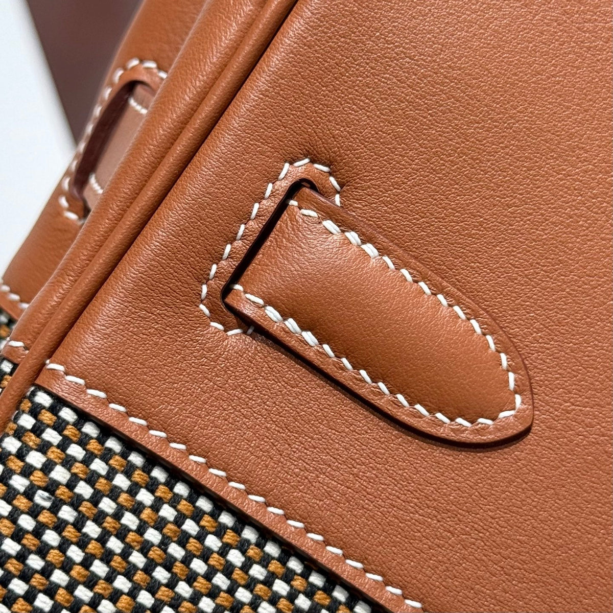 HM Birkin 30cm Gold Swift Leather Brown Canvas Gold Hardware
