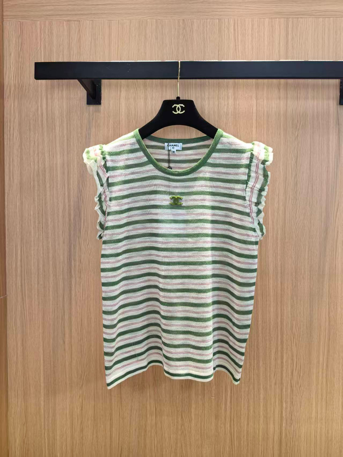 Chanel 2026 Striped Sleeveless Knit Vest Acrylic 387901