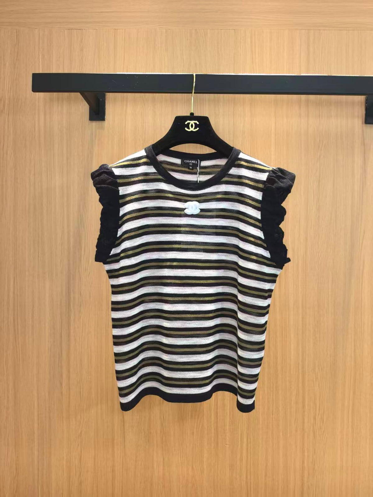Chanel 2026 Striped Sleeveless Knit Vest Acrylic 387901