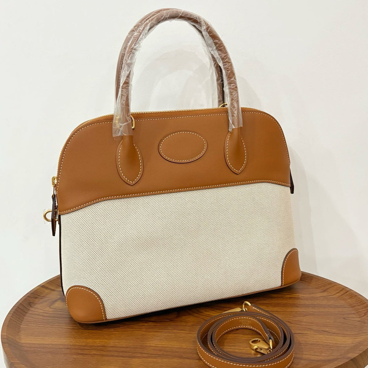 High-end Hermes 2026 Bolide Bowling Bag 31cm Canvas/Swift Leather