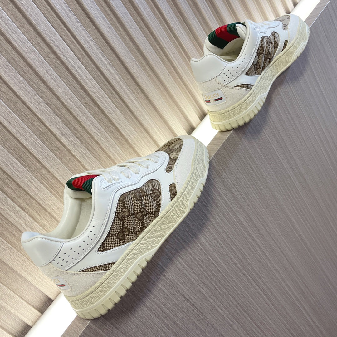 GG Retro Sneakers for Couples White Brown
