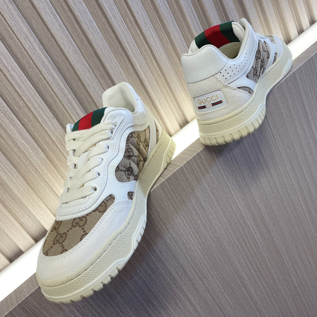 GG Retro Sneakers for Couples White Brown