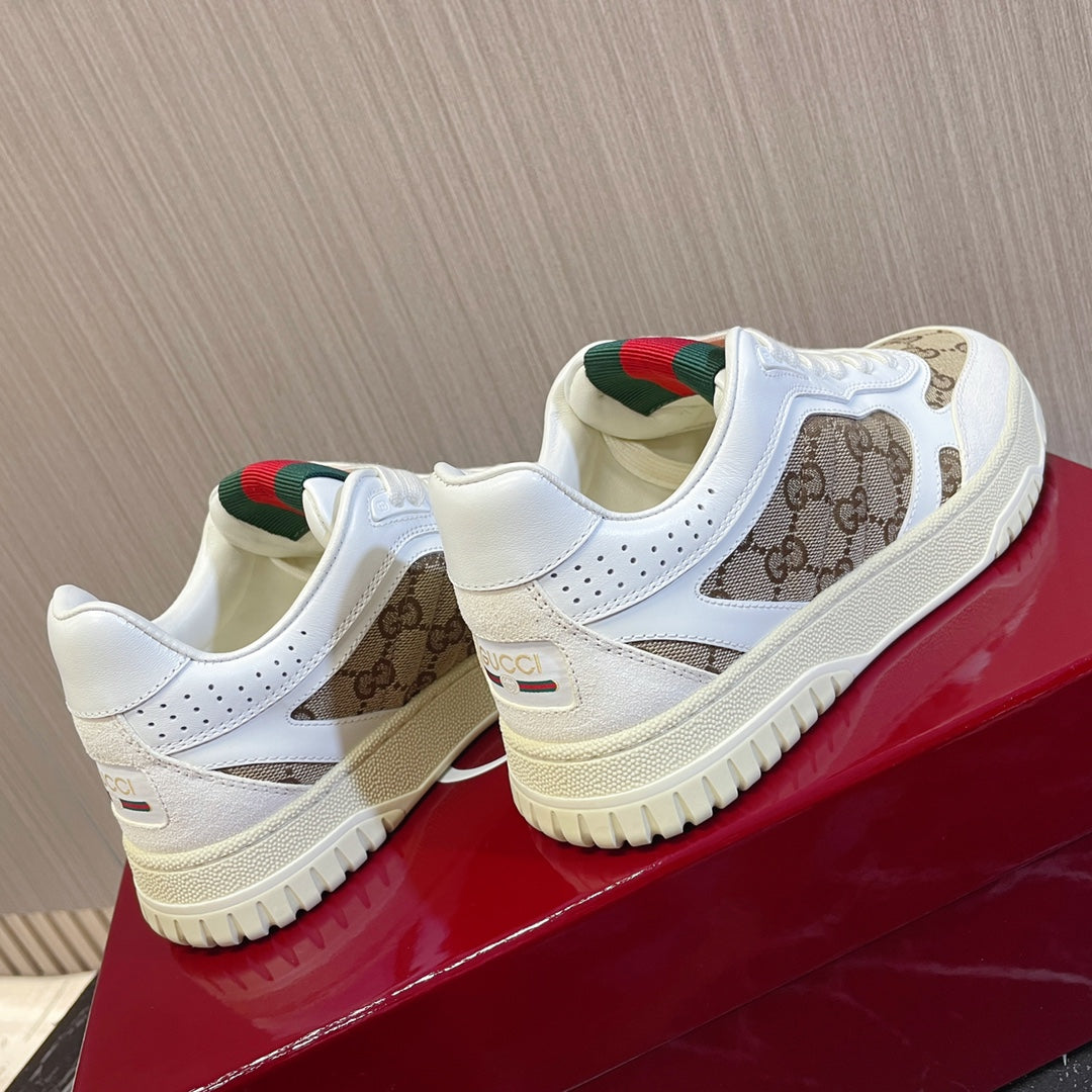 GG Retro Sneakers for Couples White Brown