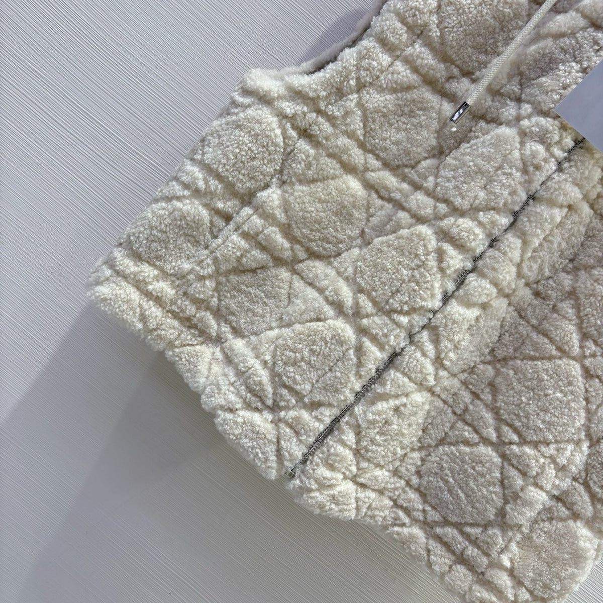 CD 25 Hooded Vest Leather And Fur Ivory White