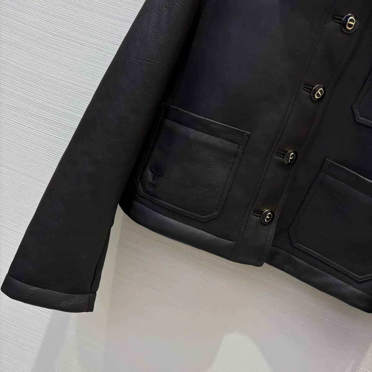 CD 25 Fur Leather Coat Black And Brown Earth