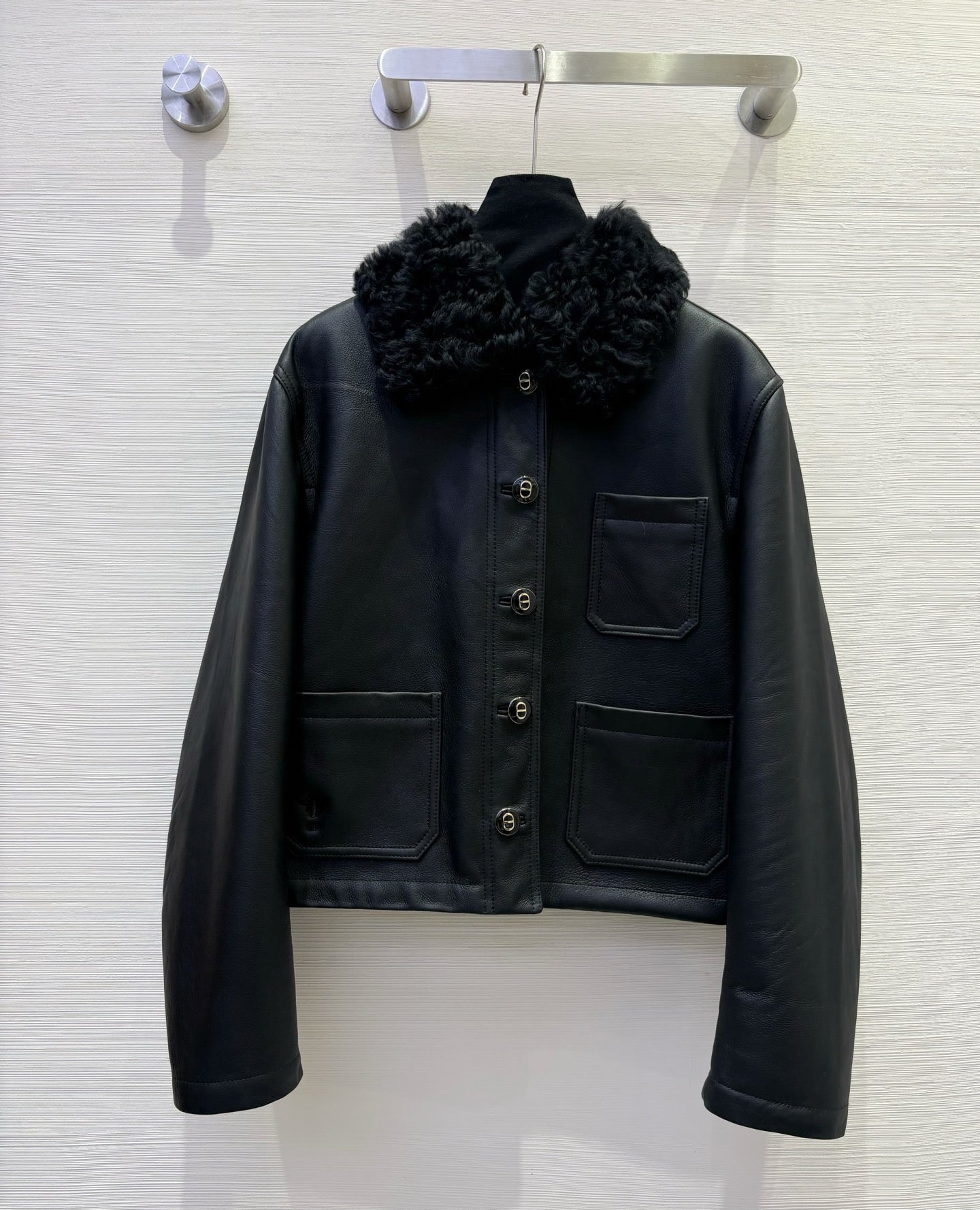 CD 25 Fur Leather Coat Black And Brown Earth
