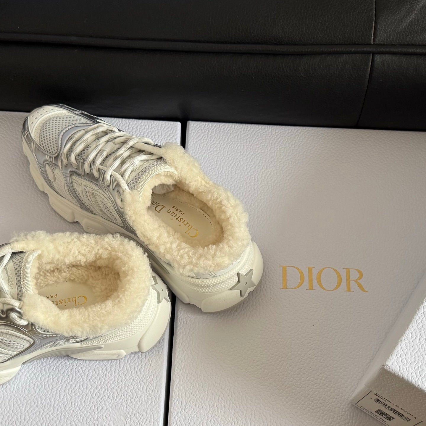 Dior 25 Chrono Sneakers White Silver Mesh Calfskin 531393