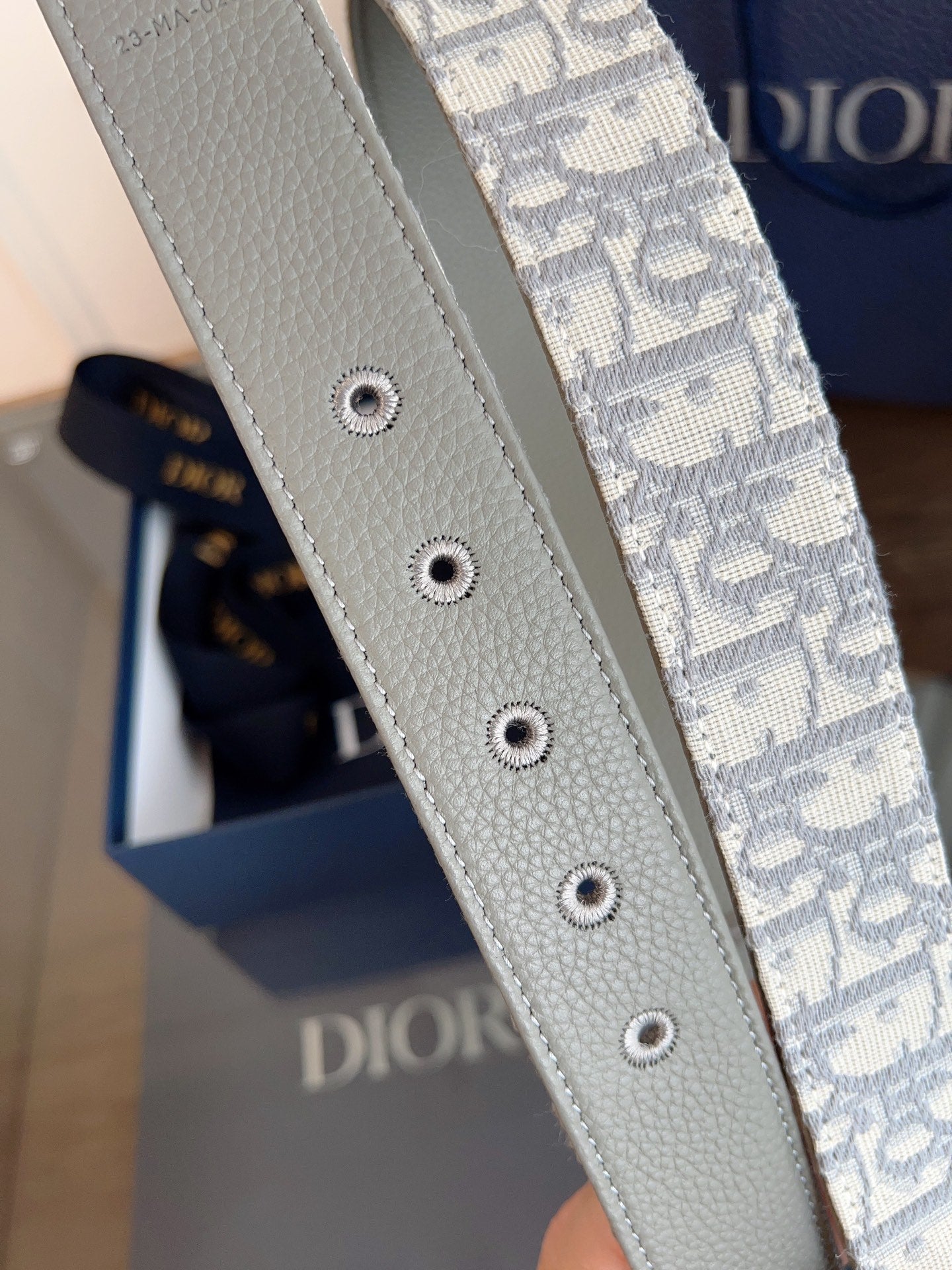 Dior 2026 Oblique CD Buckle Belt 35mm Gray Canvas 189413