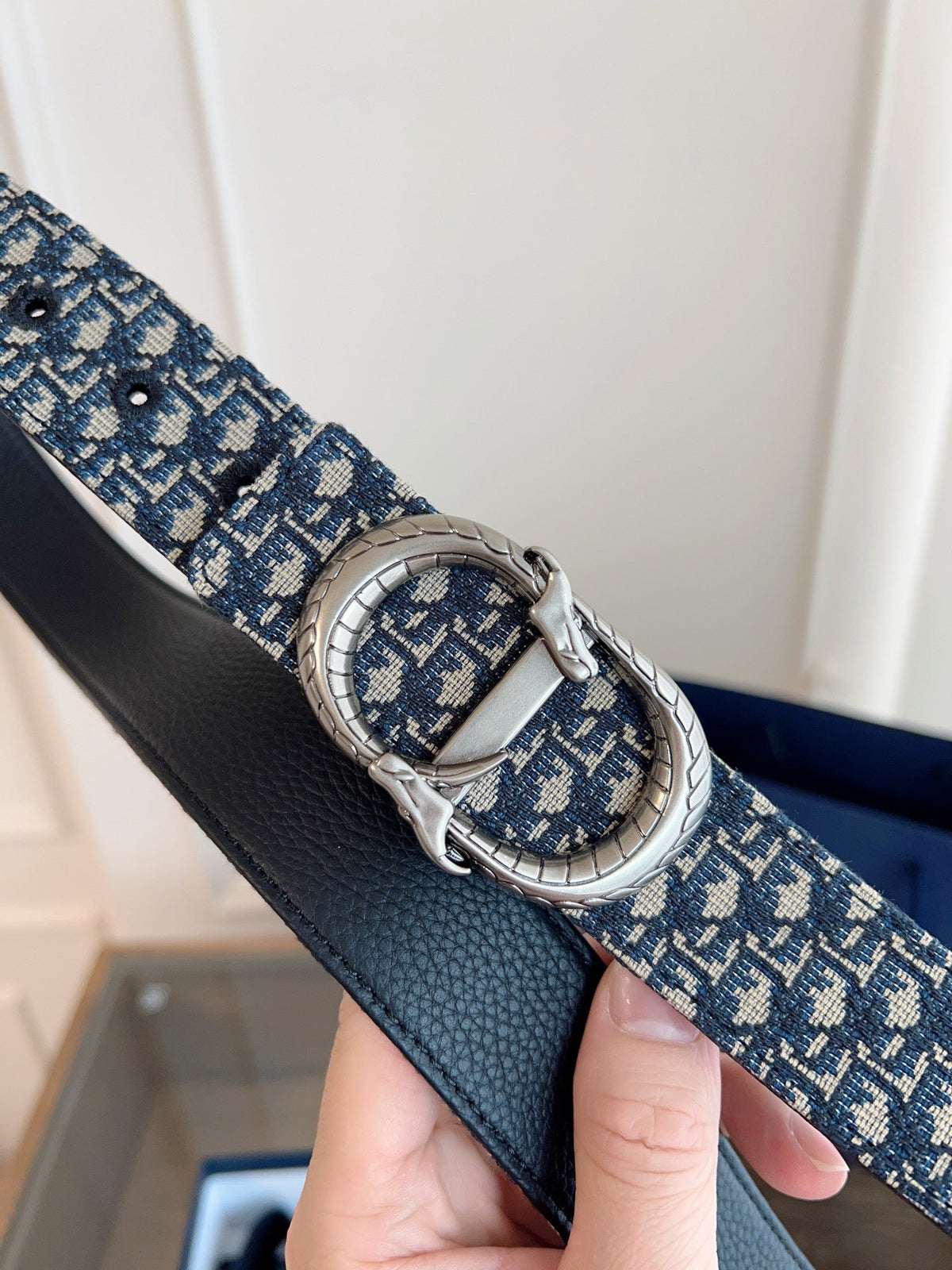 Dior 2026 Oblique Jacquard Belt 35mm Blue Canvas 189412