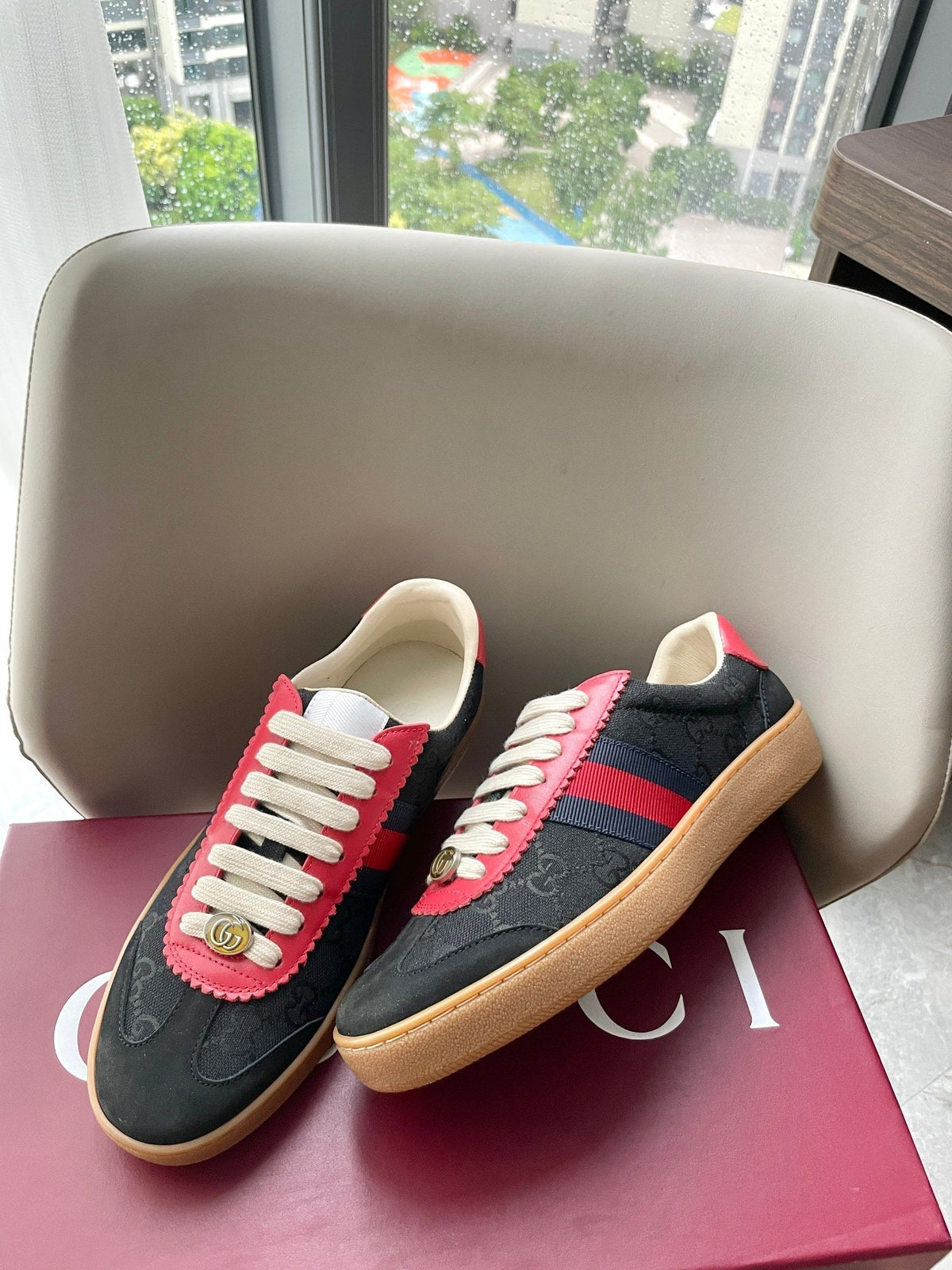 GG 26 Sneaker Black Pink Canvas Suede 632801