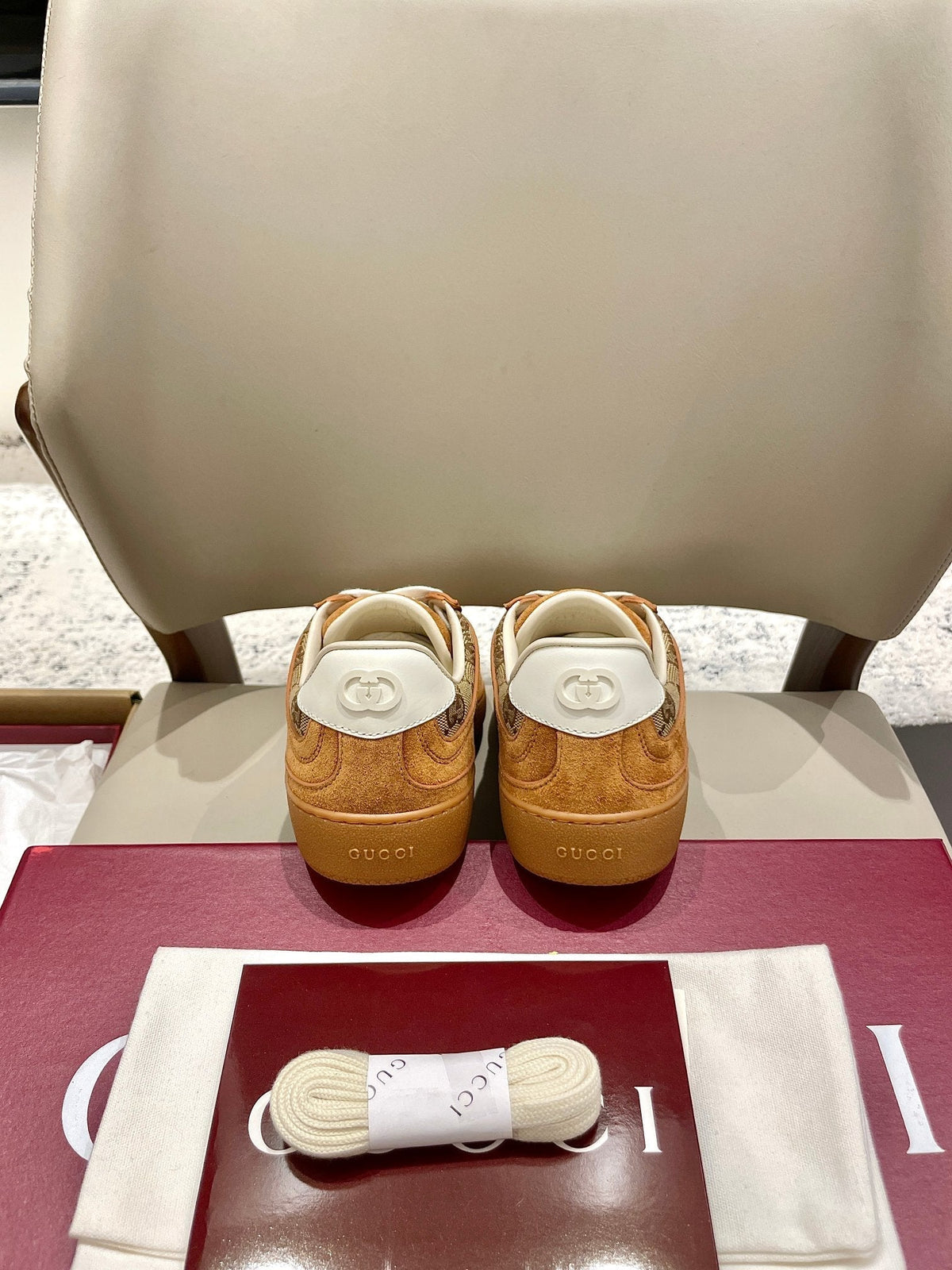 GG 26 Sneaker Camel Brown Canvas Suede 632820