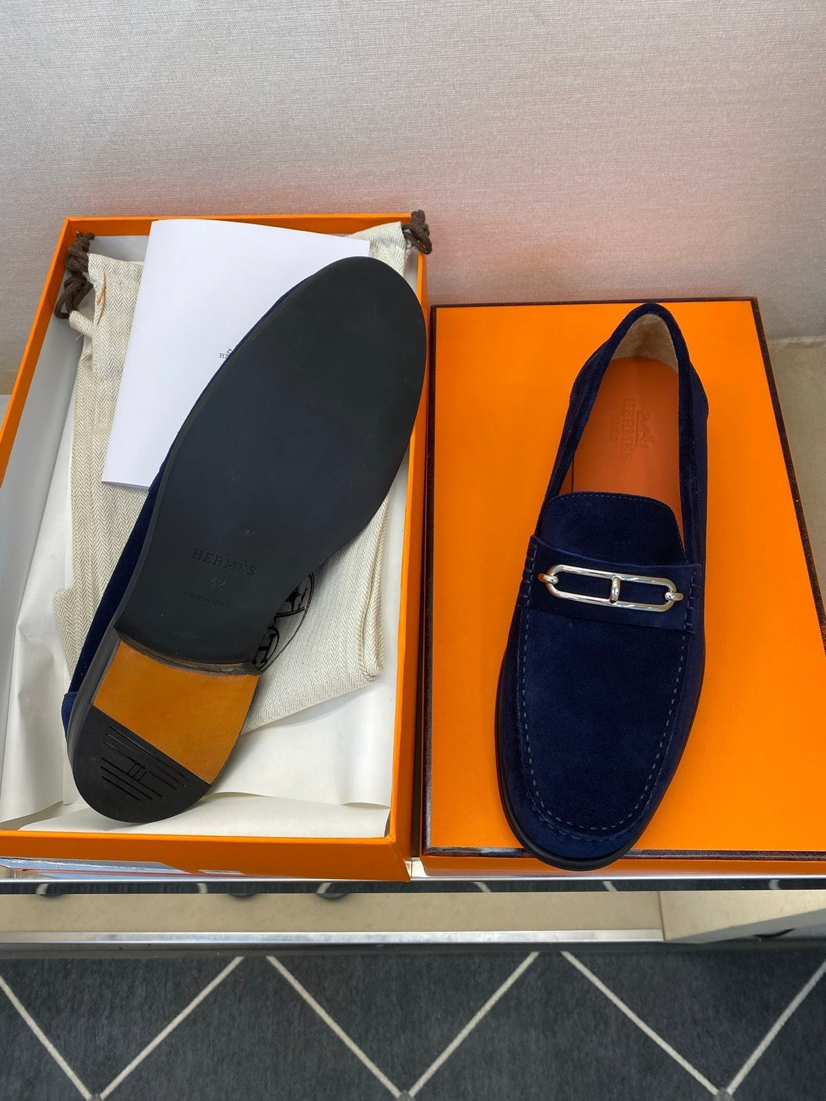 HM Men's Colette Loafer Navy Blue Suede 680425