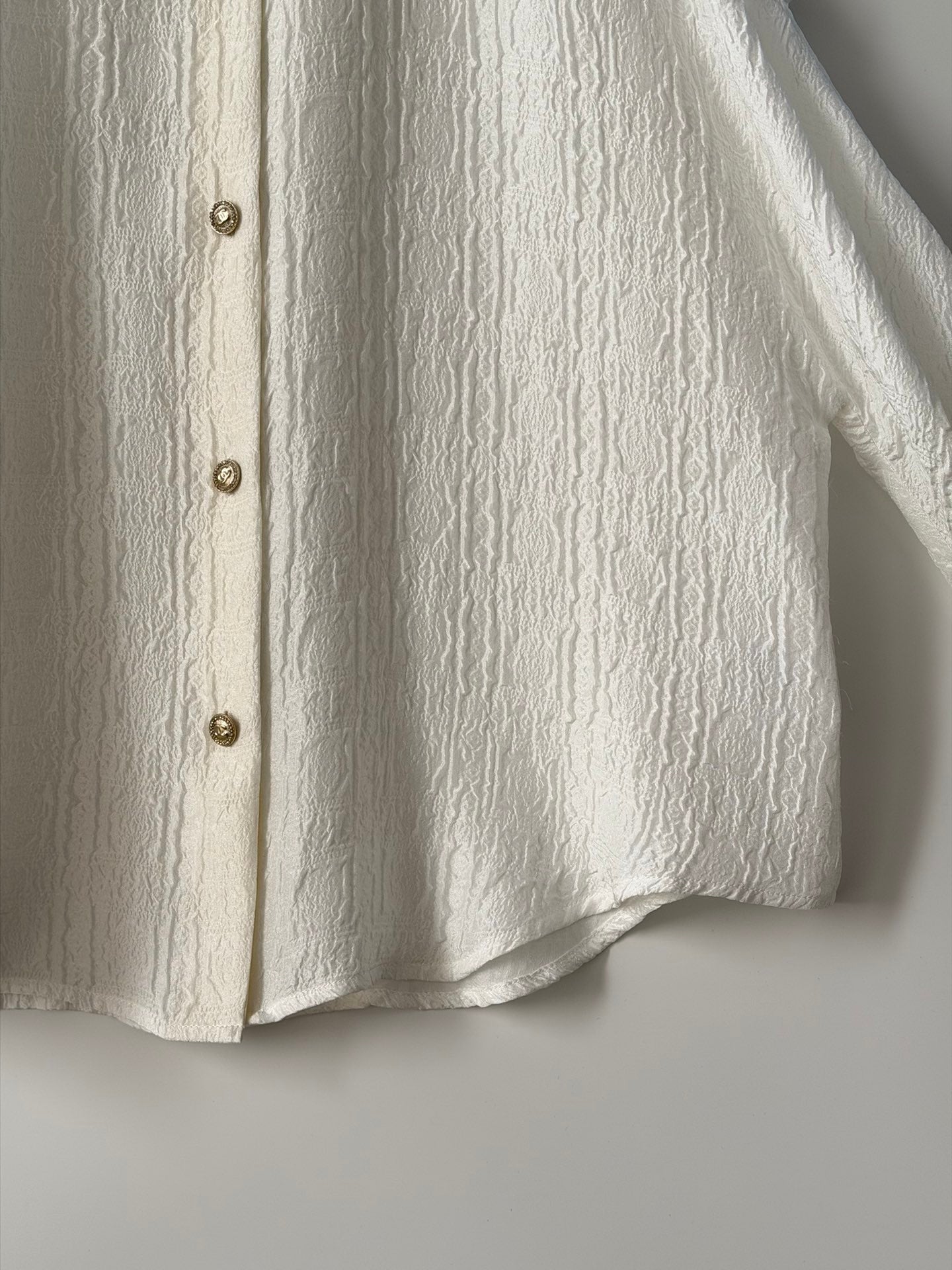 Chanel 2026 Long-sleeved Shirt White Silk Jacquard 357364