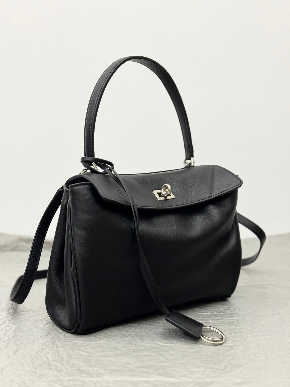 Balenciaga Small Rodeo Bag 29 Black Calfskin Sliver Hardware