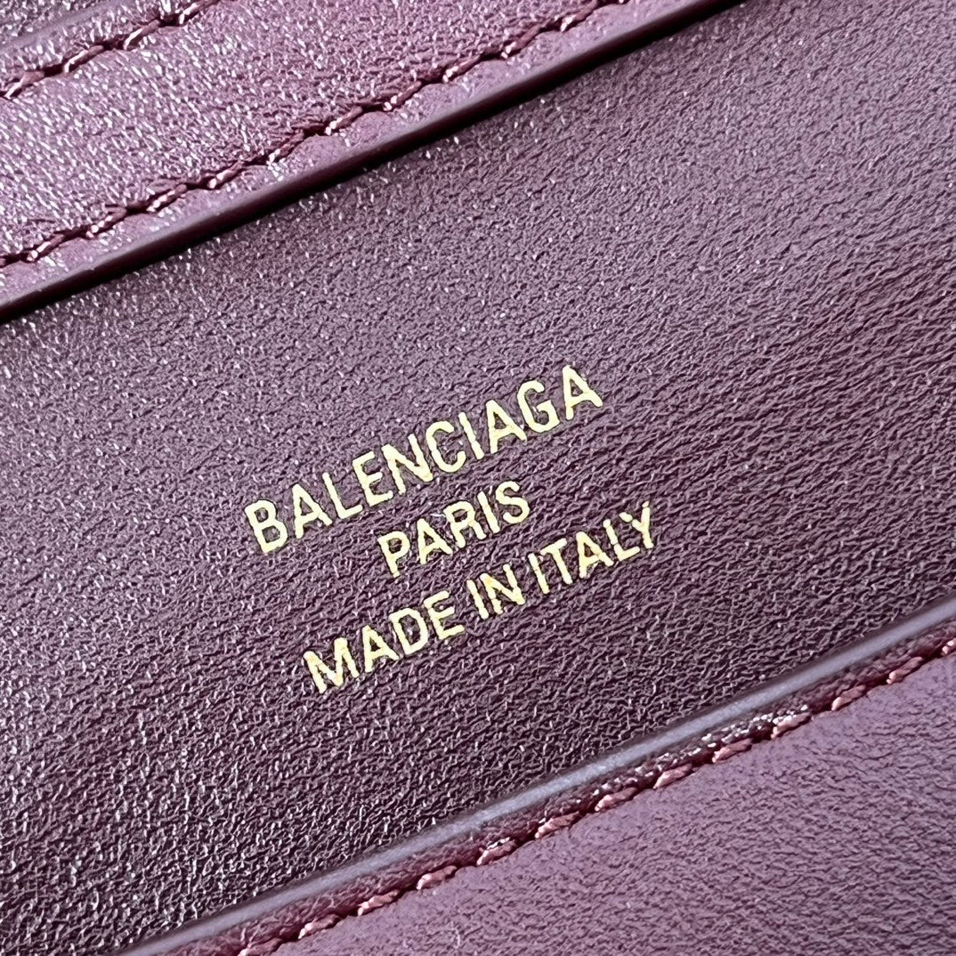 Balenciaga Mini Bag 22 Burgyndy Calfskin Gold Hardware