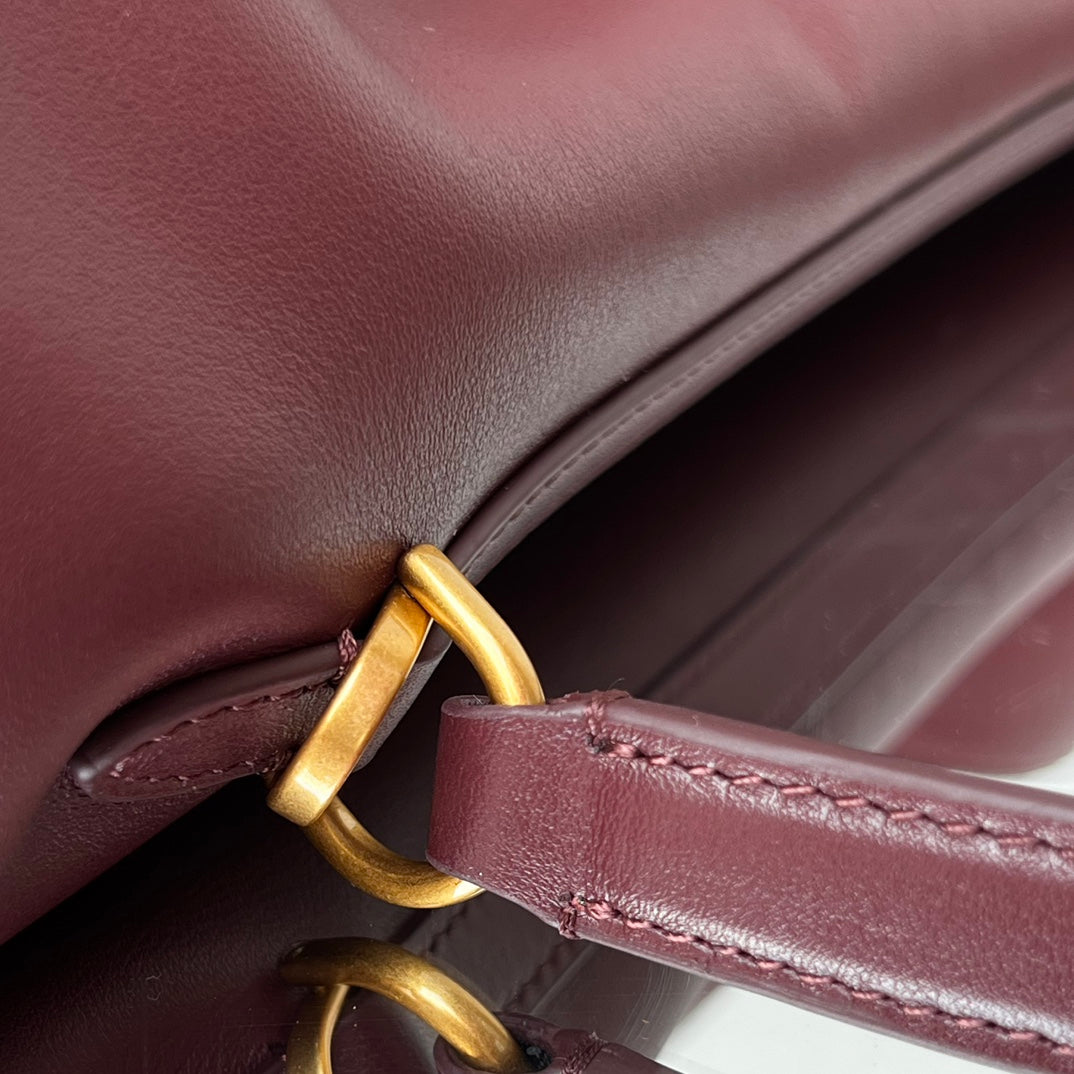 Balenciaga Mini Bag 22 Burgyndy Calfskin Gold Hardware