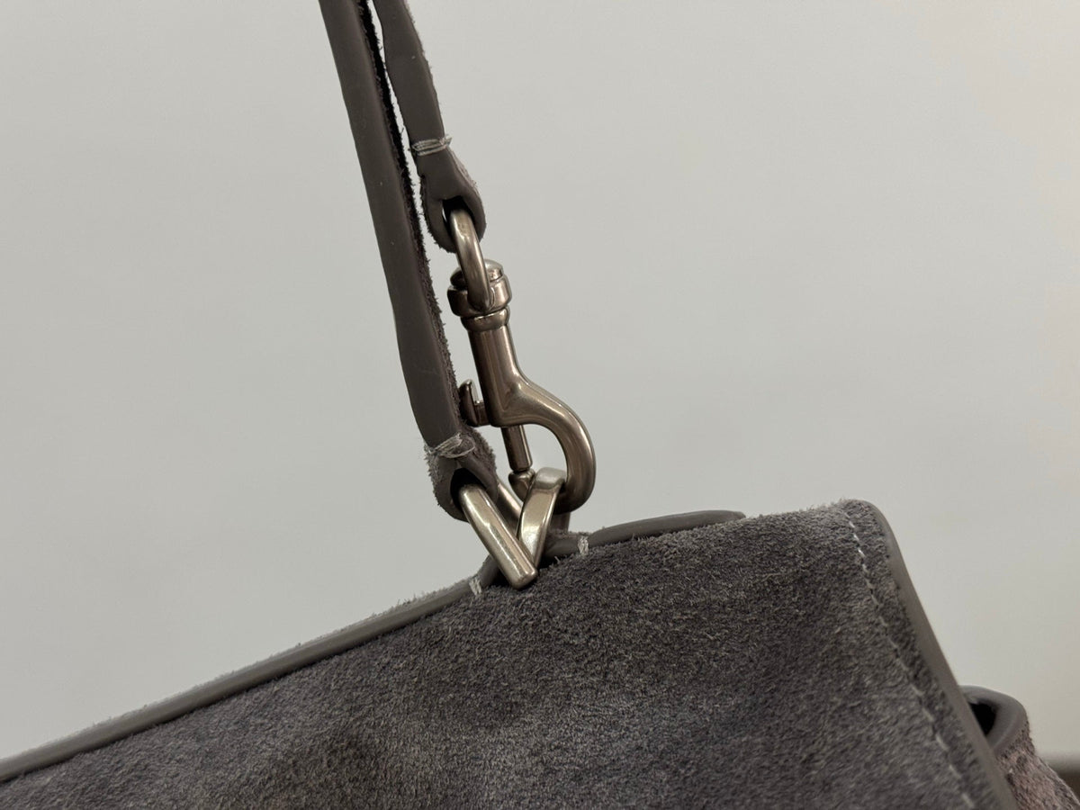 Balenciaga Small Bag 29 Gray Suede Sliver Hardware