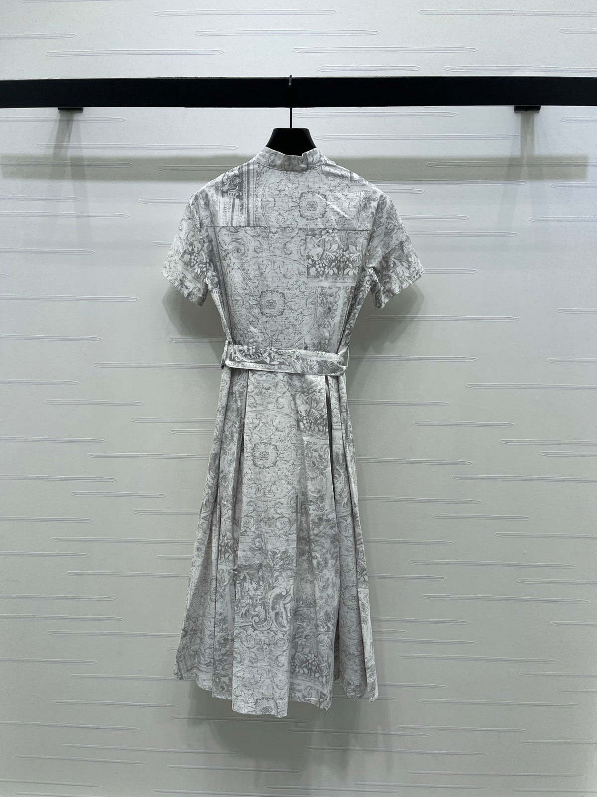 Dior 2026 Printed Short-Sleeve Dress White Grey Polyester