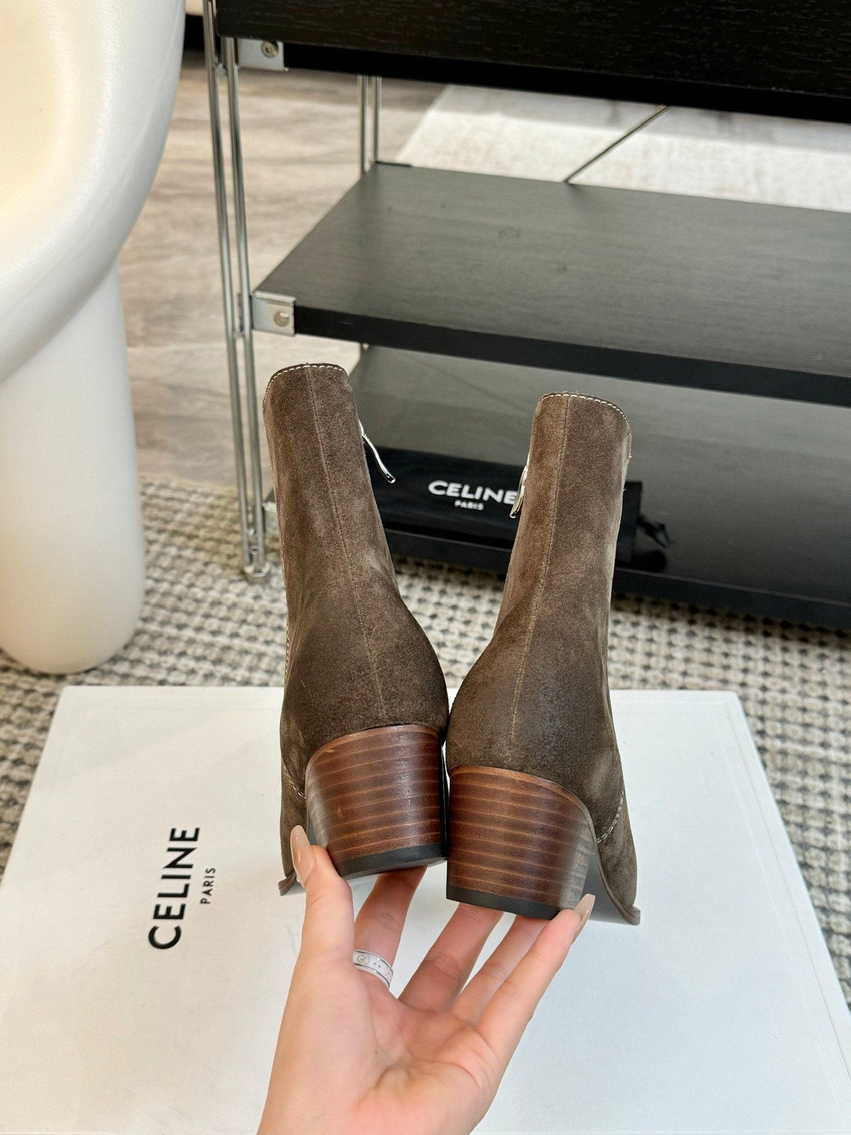 ANKLE BOOTS 45 MM IN MOCHA BROWN SUEDE