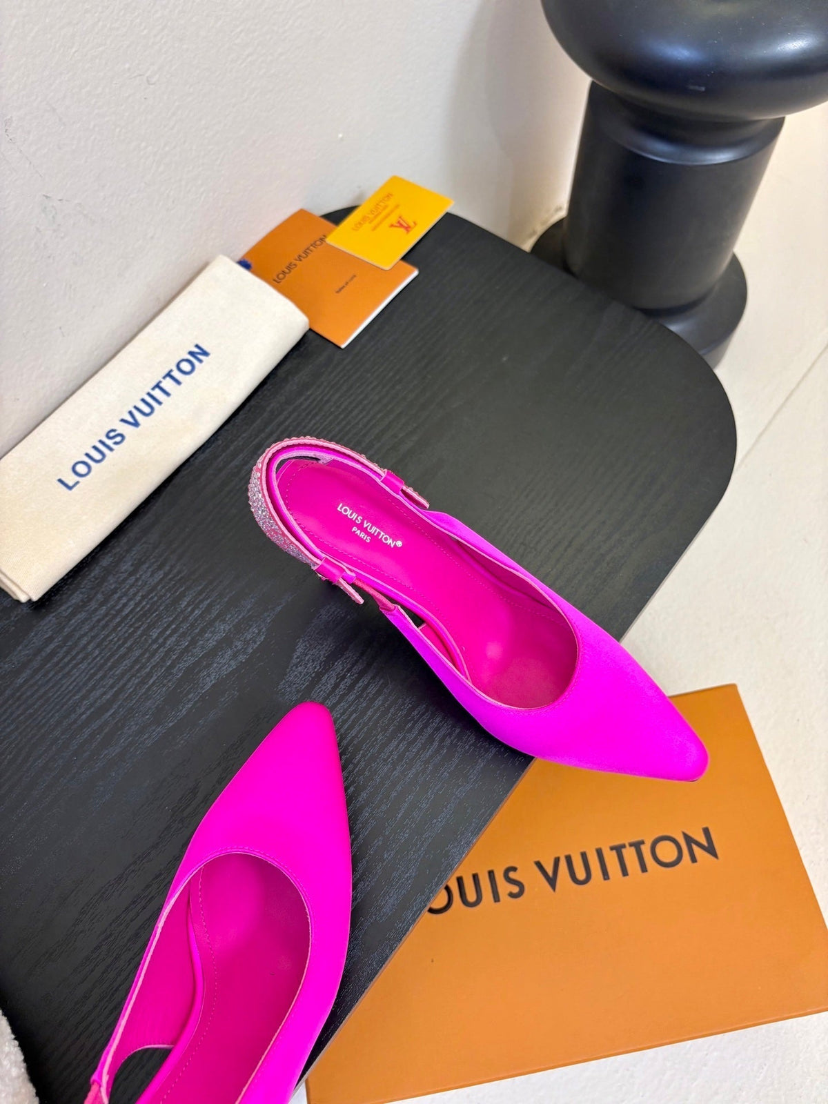 LV 26ss Legacy Slingback 90 Hot Pink Silk 627243