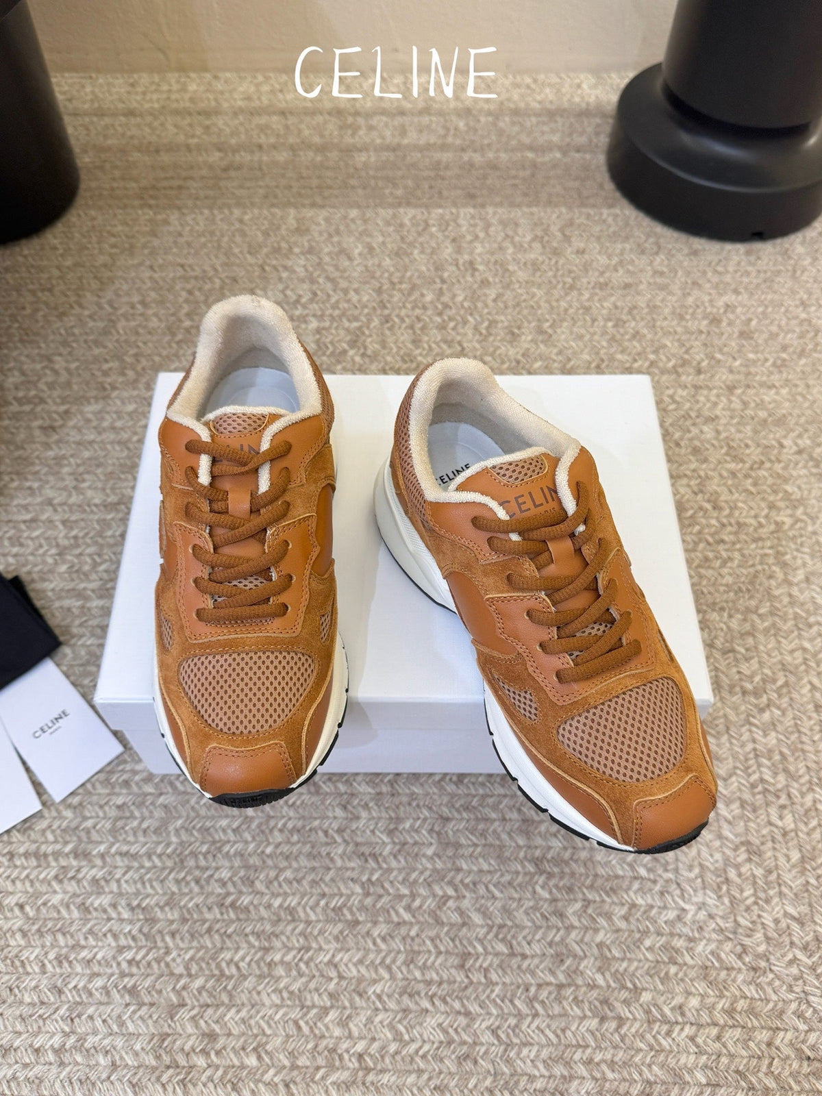 Celine 2026 Runner Sneakers Brown Cowhide Suede Mesh 104872