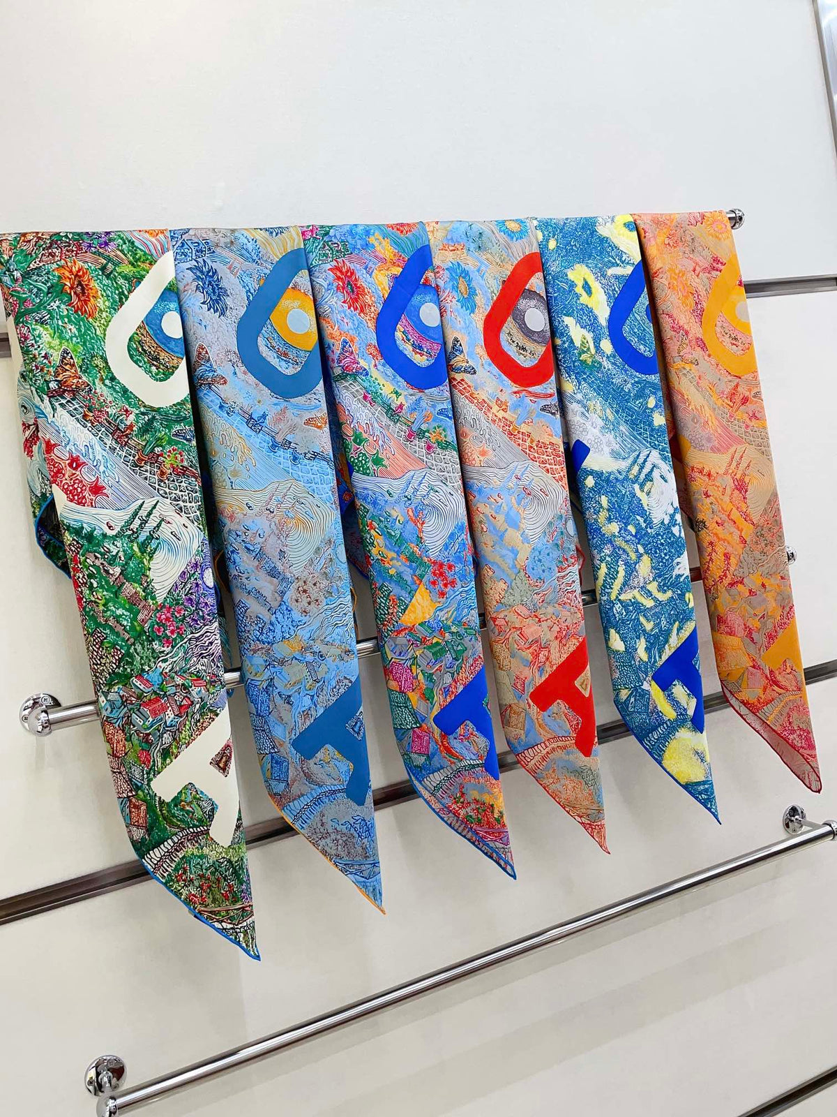 Eleftheria Scarf 90 CM In Colorful Silk Twill  193835