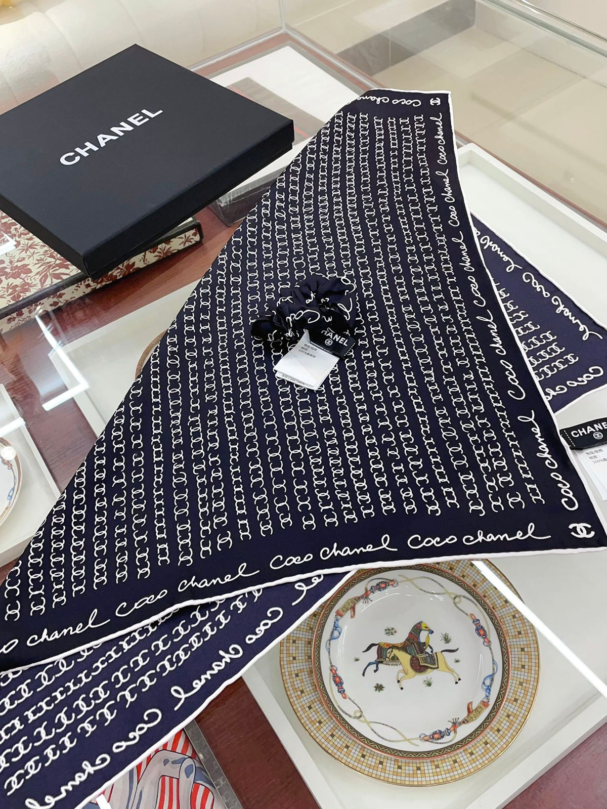 CC Square Scarf 50 CM In Black Silk Twill 196206