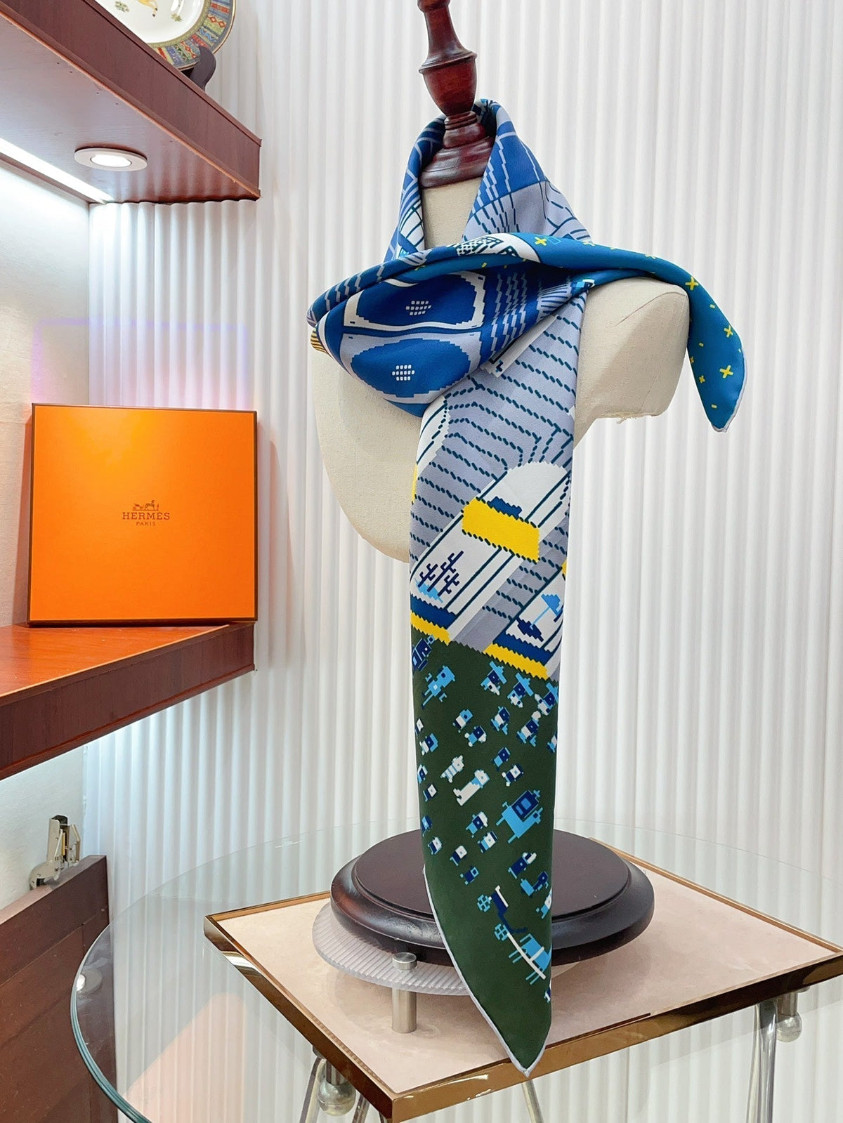 Faubourg Party Scarf 90 CM In Blue Colorful Silk Twill  198582