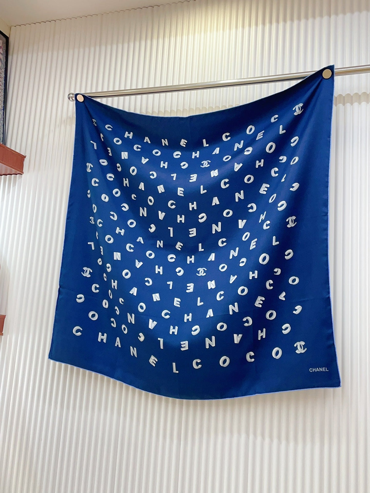 CC Square Scarf 90 CM In Blue With Printed Letters Silk Twill  208581