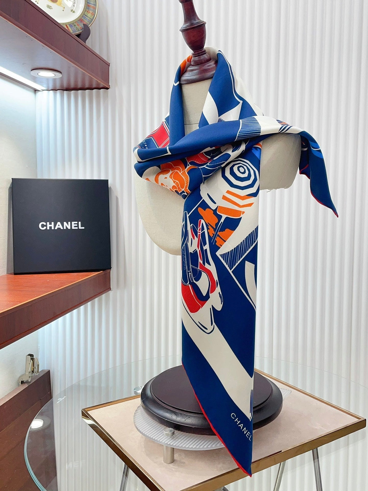 CC Square Scarf 90 CM In Blue Colorful Silk Twill  211097