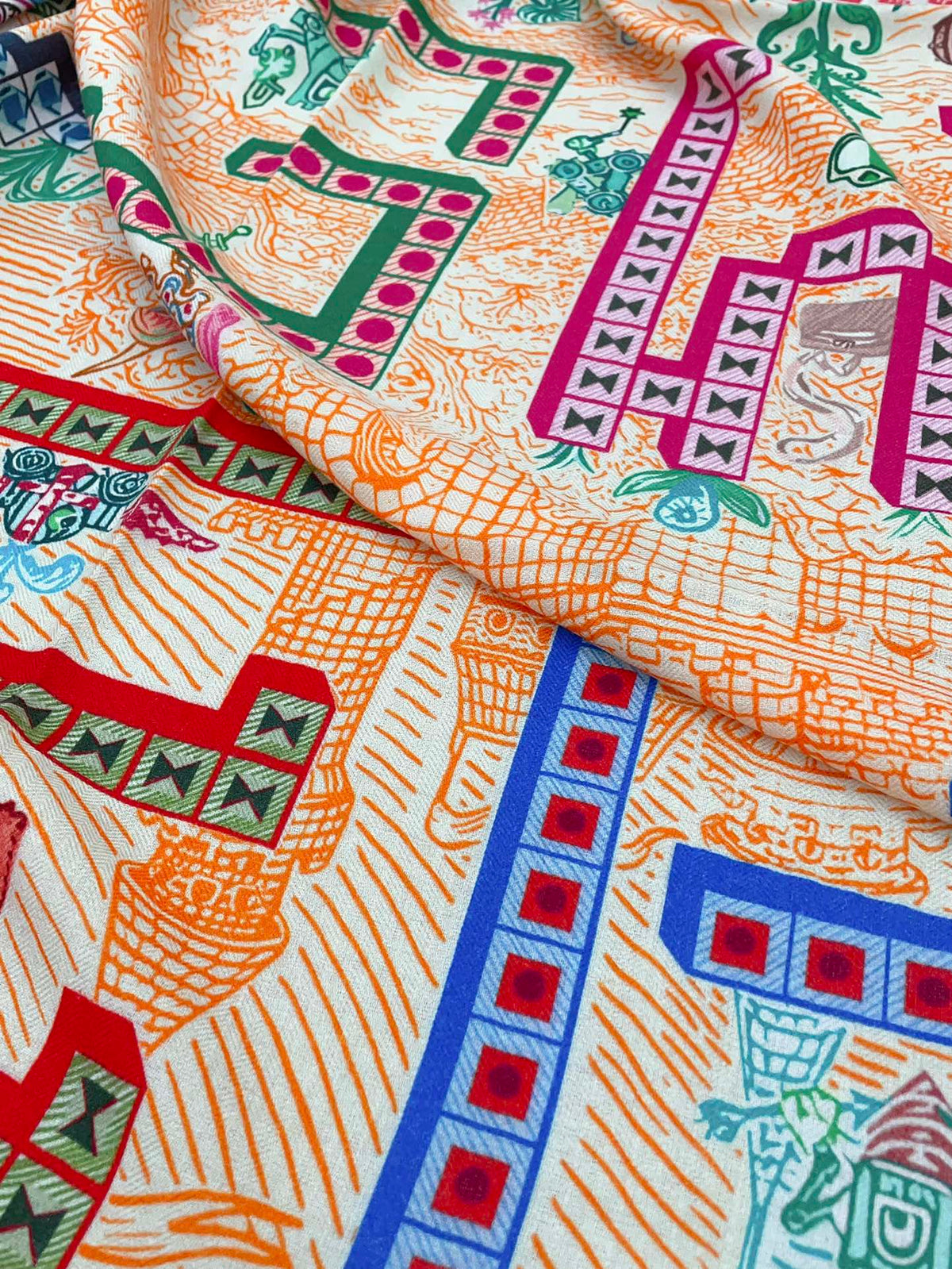 Gavroche Super Silk Quest Détail Scarf 140 CM In Colorful Cashmere 300441