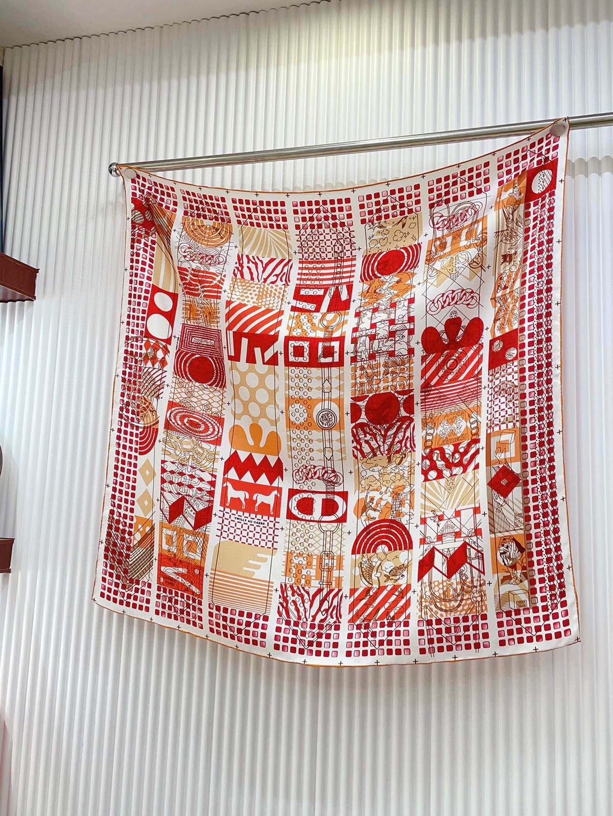 Twilly au Bloc Liste Vernie Scarf 90 CM In Red Colorful Silk 305183