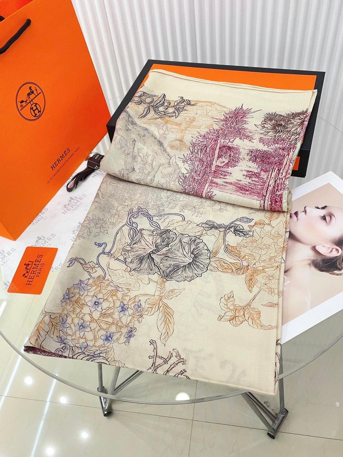 Le Jardin De Leila Au Bloc Shawl 135 CM In Colorful Cashmere And Silk 316263