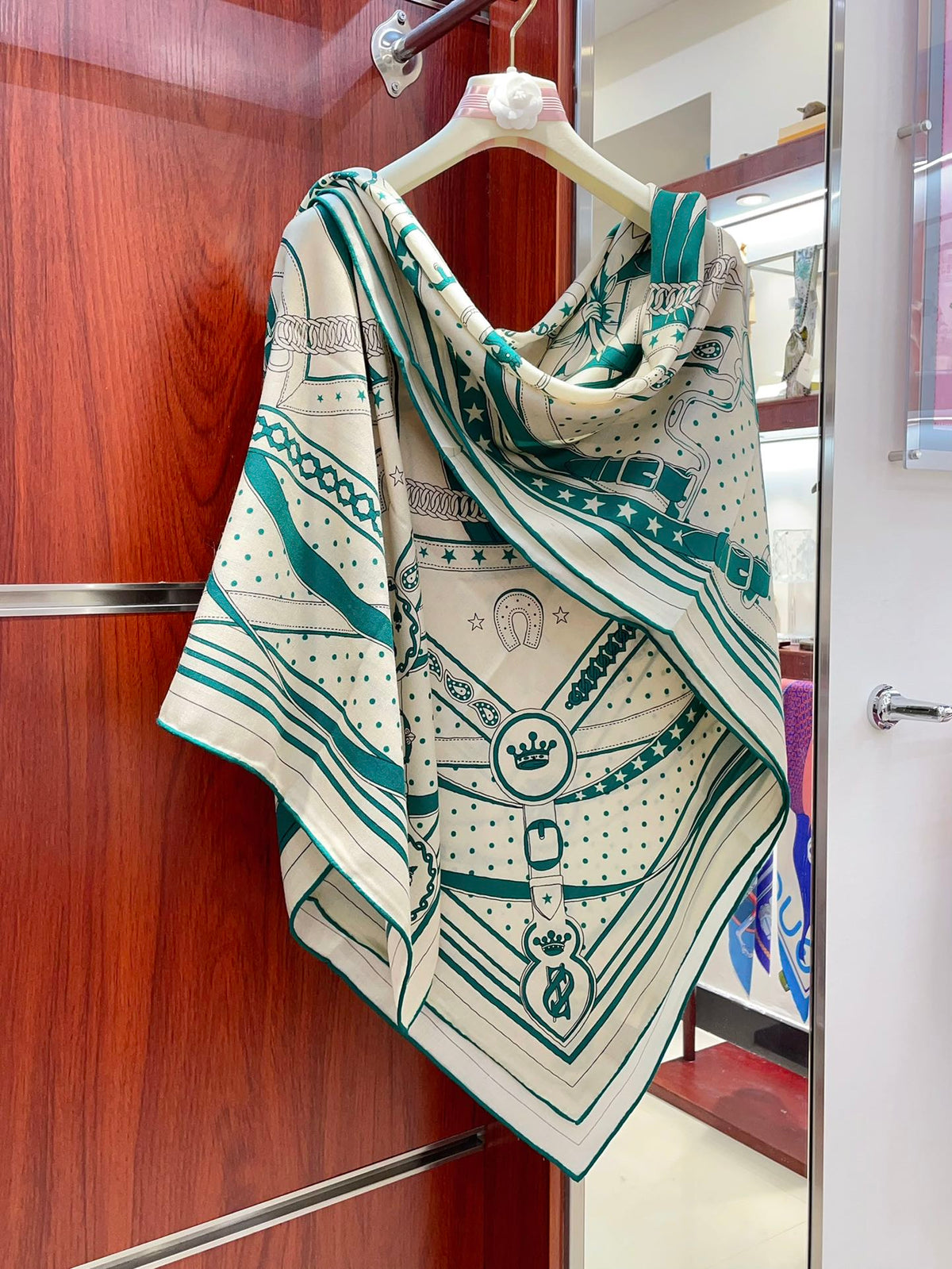 LA PROMENADE DU MATIN BANDANA SHAWL 140 CM IN COLORFUL CASHMERE AND SILK 379795