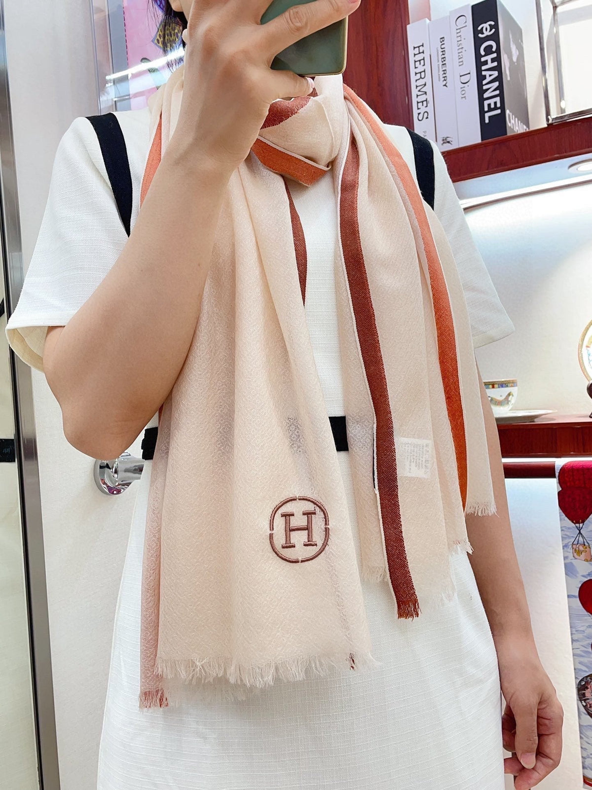 SCARF 180 CM IN BEIGE BISQUE CASHMERE 388145