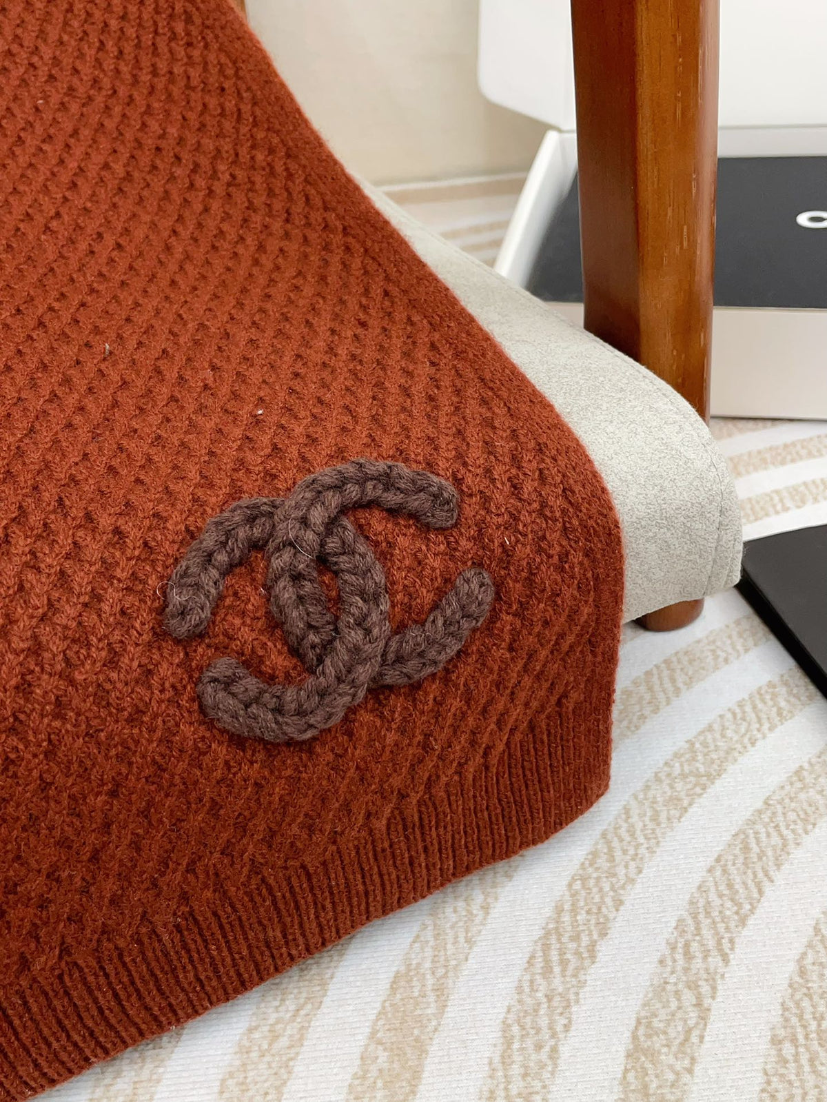 CC Scarf 190 CM In Earthy Orange Red Cashmere  393186