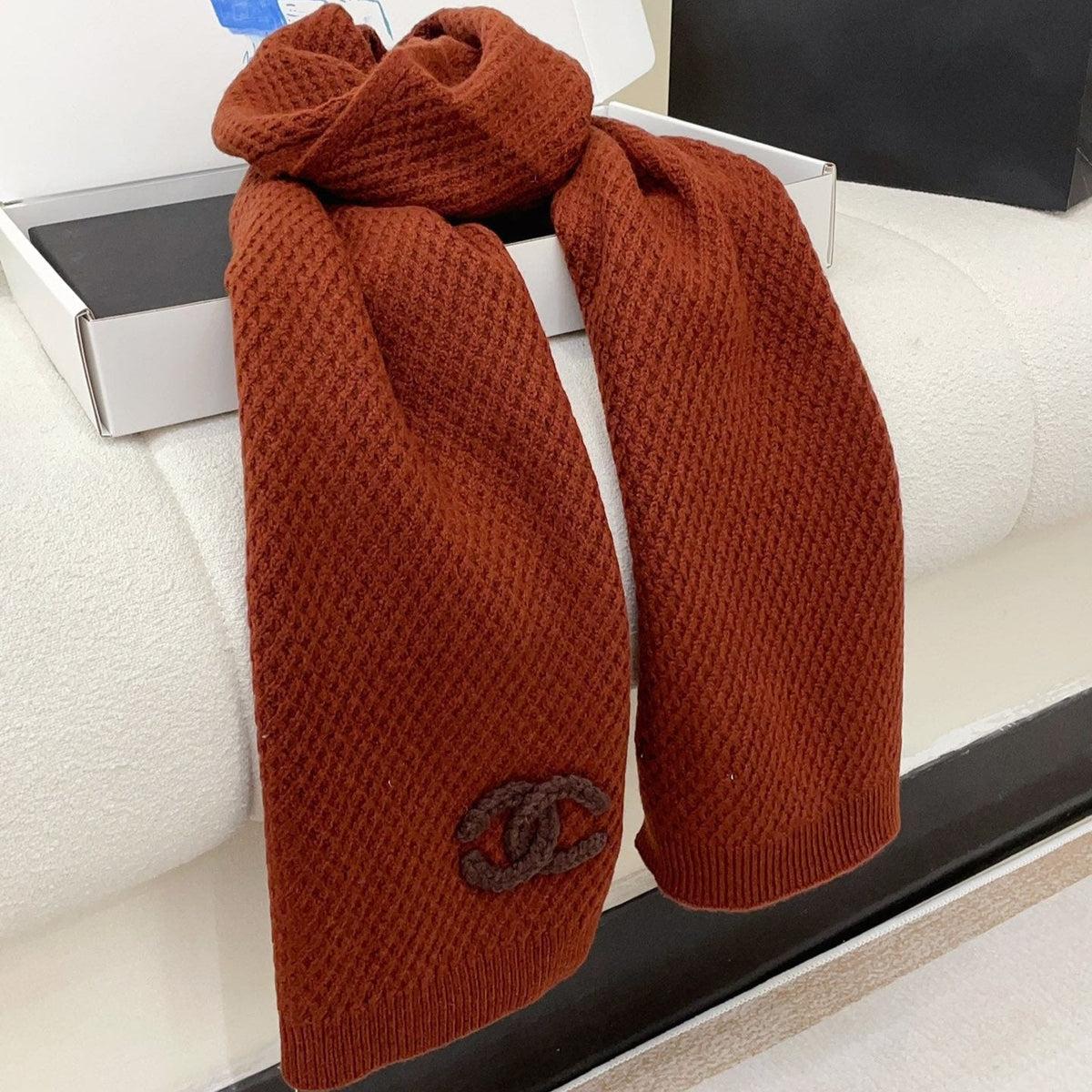 CC Scarf 190 CM In Earthy Orange Red Cashmere  393186