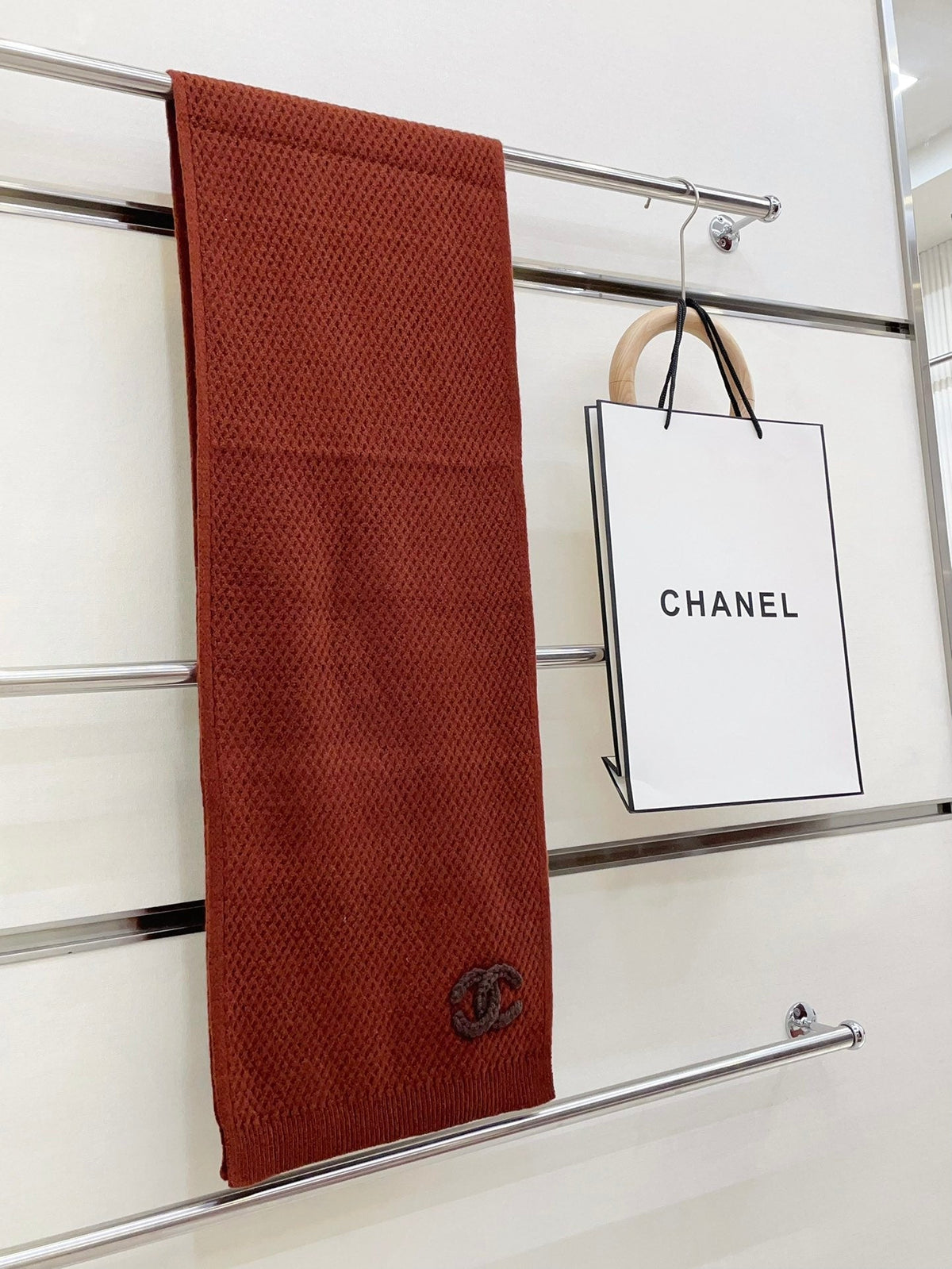 CC Scarf 190 CM In Earthy Orange Red Cashmere  393186