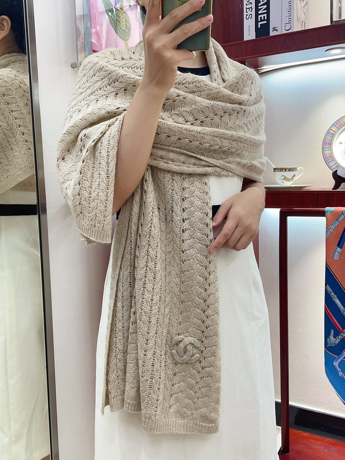 CC Scarf 190 CM In Beige Cashmere 396246