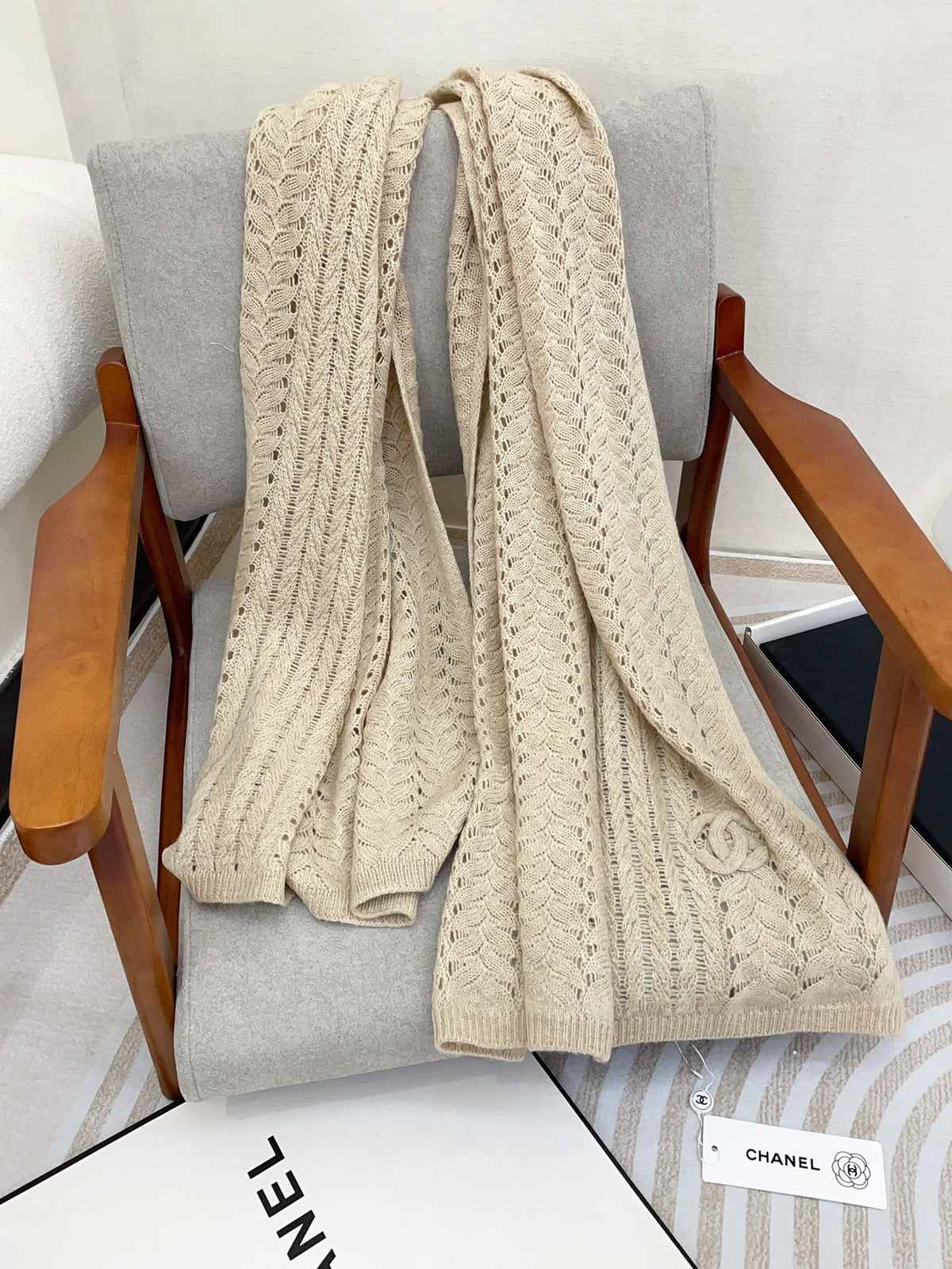 CC Scarf 190 CM In Beige Cashmere 396246
